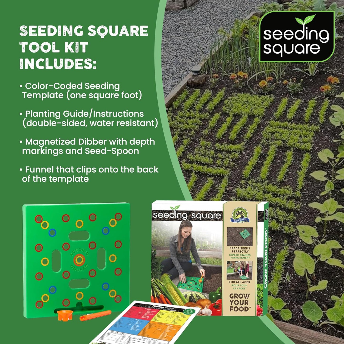 - Seed and Seedling Spacer Tool for Bigger Harvests, Organized Plants & Fewer Weeds – Color-Coded Gardening Template with Magnetic Dibber, Ruler & Planting Guide