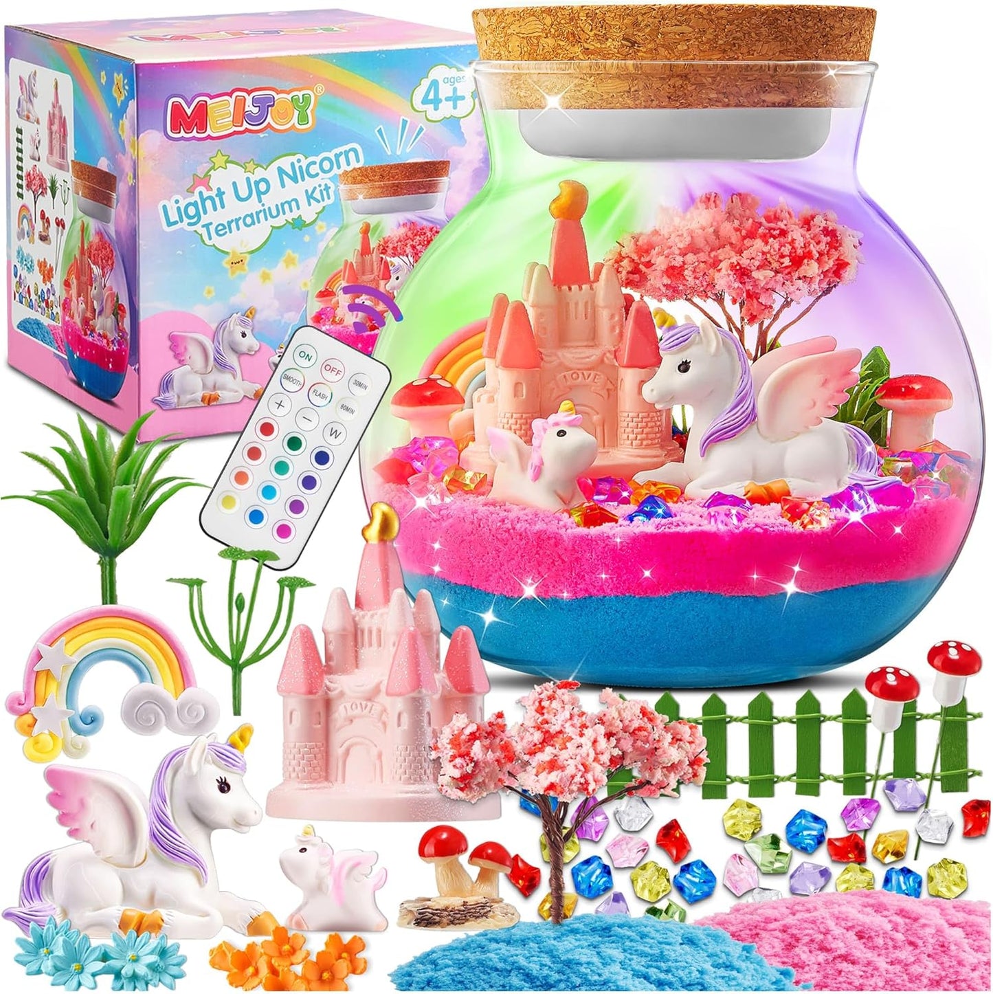 Light-Up Unicorn Terrarium Kit for Kids: Birthday Gifts for Girl Ages 4 5 6 7 8-12 Year Old Girl Gift Unicorn Toys for Girls Age 4-6 Easter Gifts for Kids - Arts and Crafts for Kids (Unicorn)