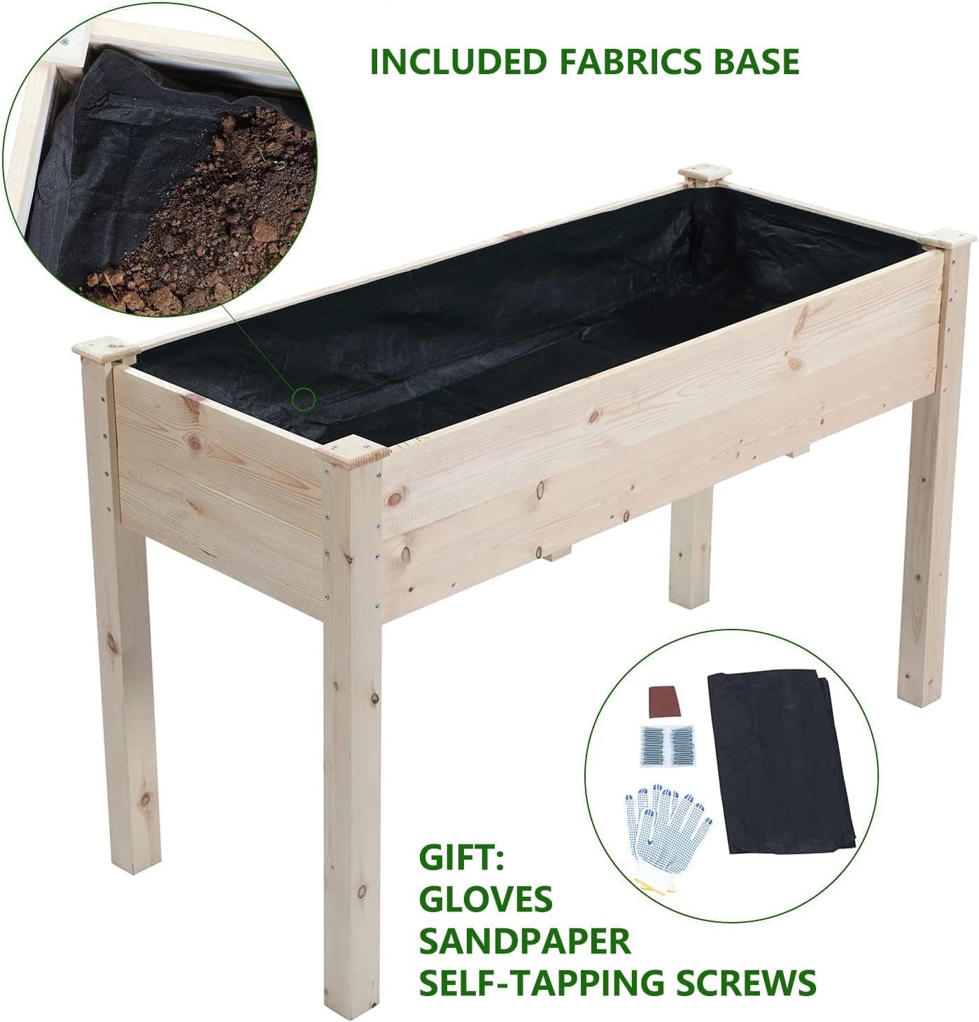 4FT Raised Garden Bed with Legs, Elevated Garden Box for Vegetable, Flower, Herb, Wood Planter Load Up to 250 Pounds for Gardening in Backyard Patio - Easy Assembly, 30in Height