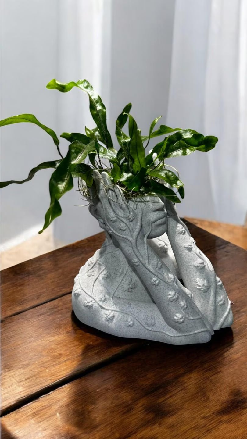 Ivy Goddess Head Planter, Woman Bust Flower Pot, Indoor, Outdoor Plants, Succulents, Cacti, Airplants, Boho Sculpture Decor Home, Office