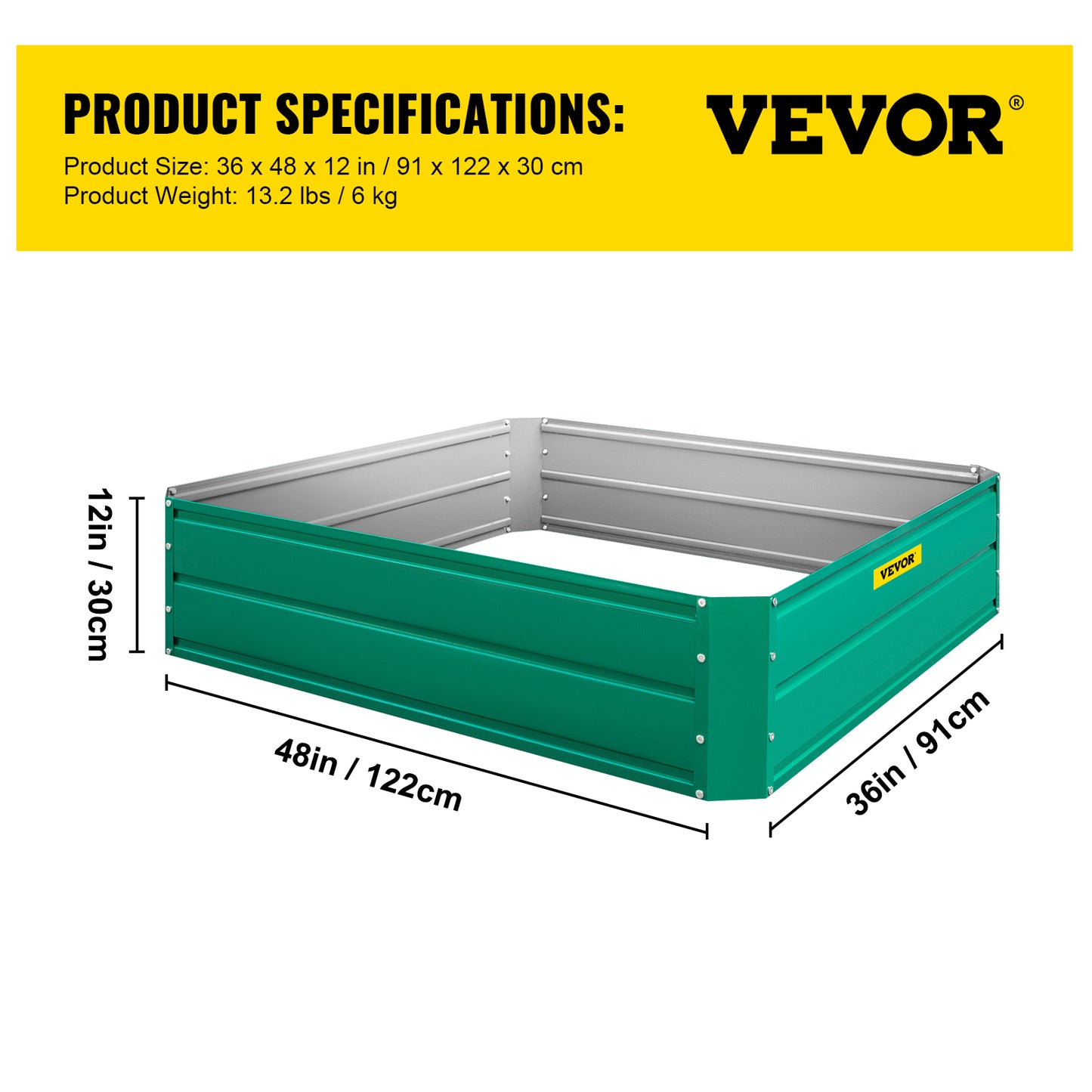 VEVOR Galvanized Raised Garden Bed Planter Box for Plant Flower Vegetable