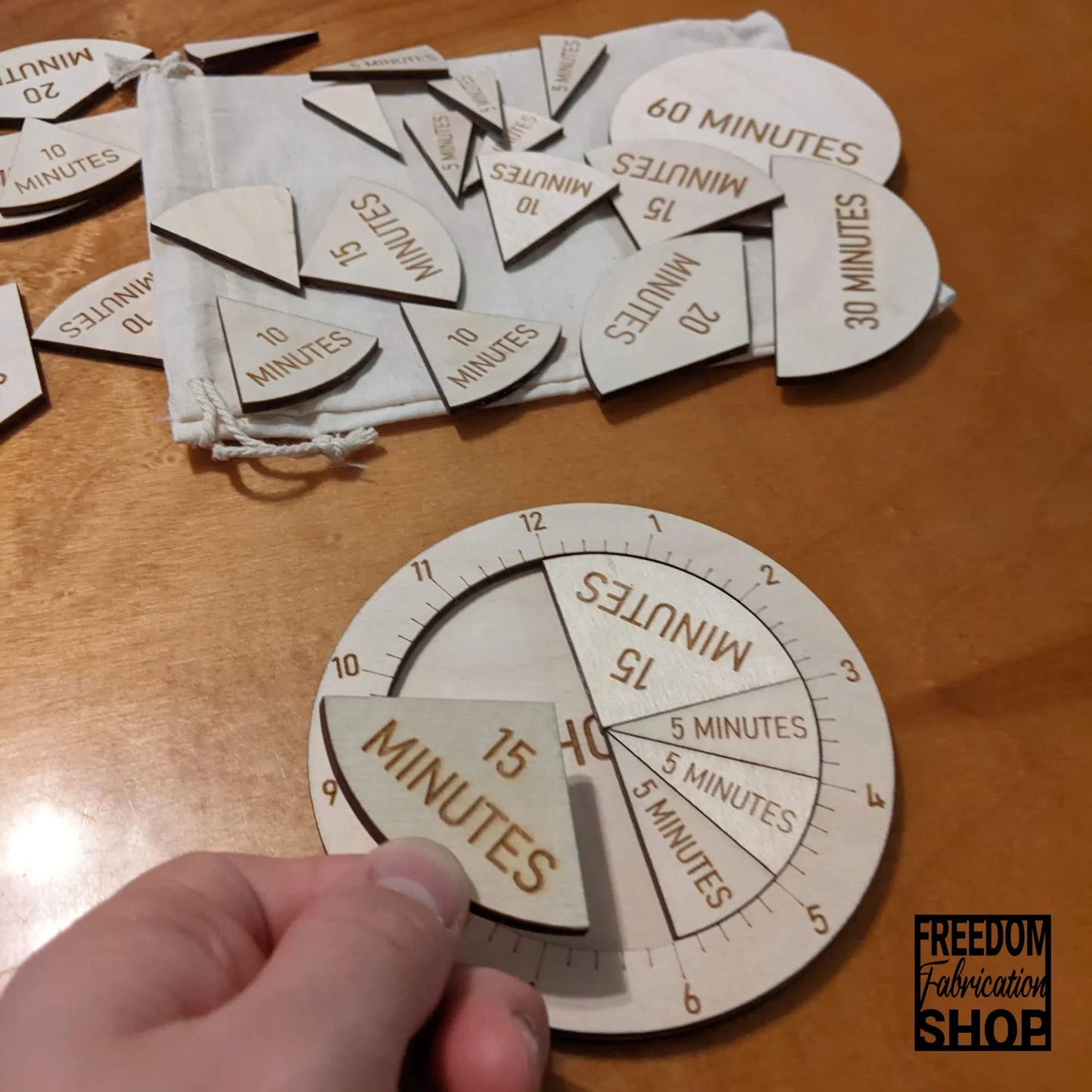 Time Fraction Learning Circles | Learn to tell time | STEM Montessori Wood Math Manipulatives