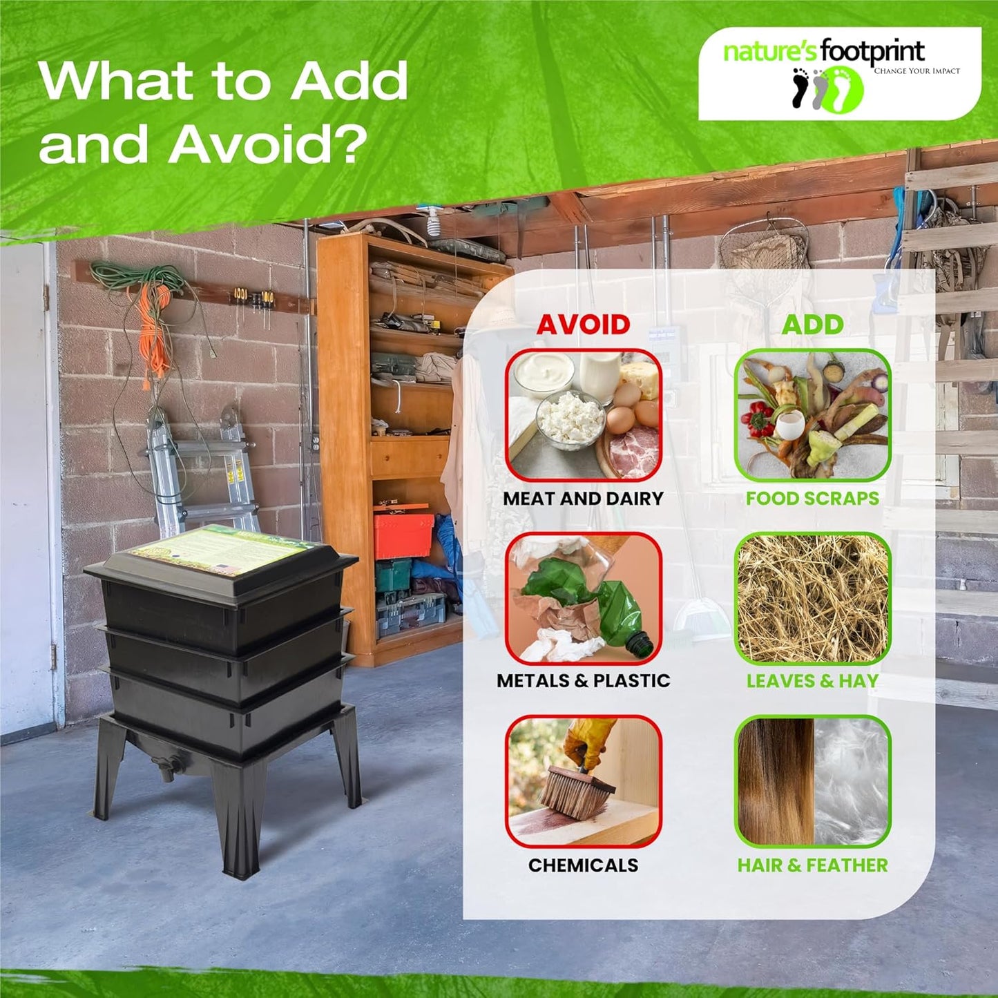 ® Basic 3 Tray Black Worm Composter – US Made, Fully Assembled System for Home Food Waste Recycling – Includes Accessories for Odor-Free Vermicomposting – Durable, Space-Efficient Design.