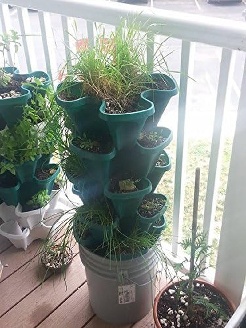 1305-HG 5-Tier Stackable Strawberry, Herb, Flower, & Vegetable Planter - Vertical Gardening Indoor / Outdoor Stacking Garden Pots Hunter Green, 22.5 Quarts