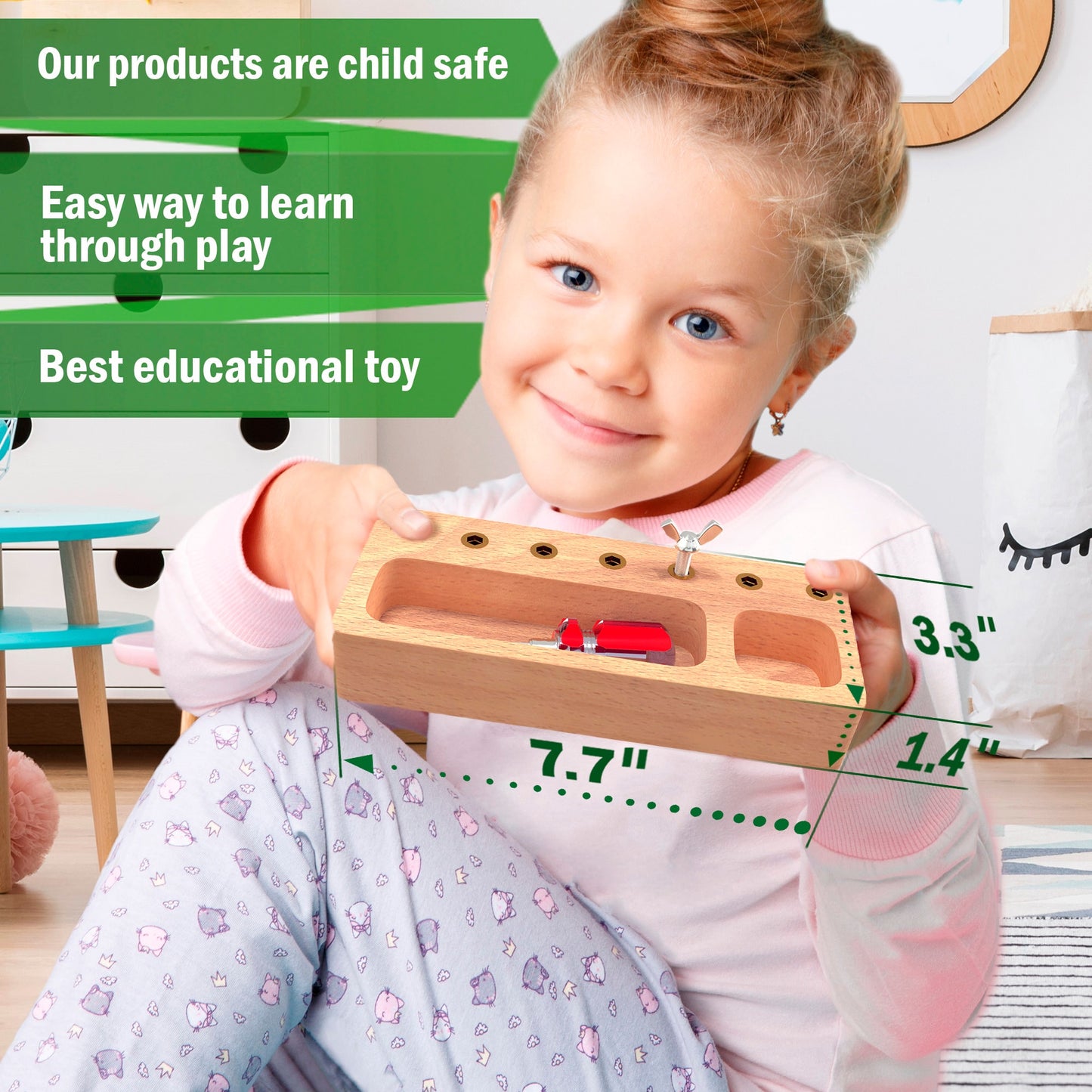 Montessori Toys Screwdriver Board Set - Wooden Montessori Toys for 3 4 5 6 Year Old Kids, Learning Sensory Bin Toys, Waldorf Toys, STEM Toys