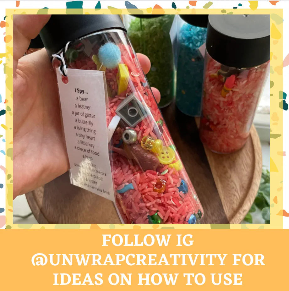 I Spy Jars 10 oz | Seek n Find Jar | Sensory Tube | Calm Down Jar | Car Ride Game | Family Night | Memory Care | Easter Basket Filler