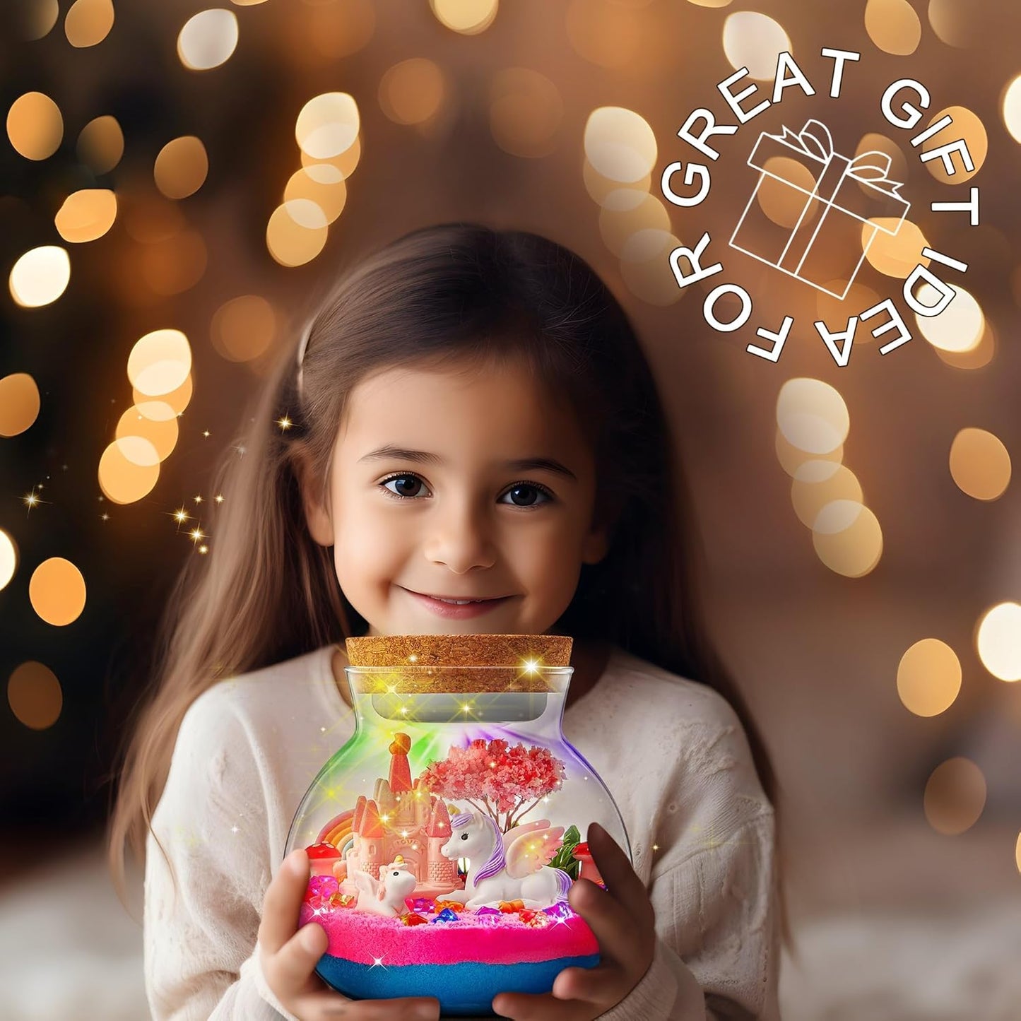 Light-Up Unicorn Terrarium Kit for Kids: Birthday Gifts for Girl Ages 4 5 6 7 8-12 Year Old Girl Gift Unicorn Toys for Girls Age 4-6 Easter Gifts for Kids - Arts and Crafts for Kids (Unicorn)