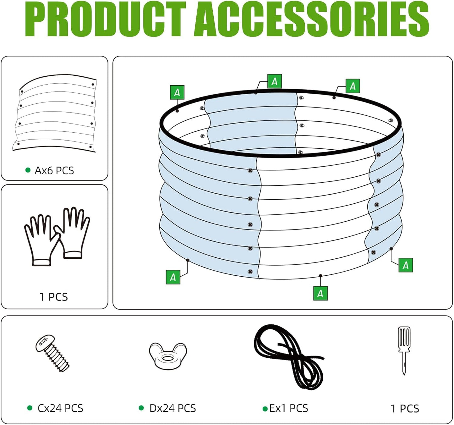 3 Pcs 2x2x1ft Round Galvanized Raised Garden Bed Kit Outdoor, Metal Planter Box for Planting Plants Vegetables, Brown