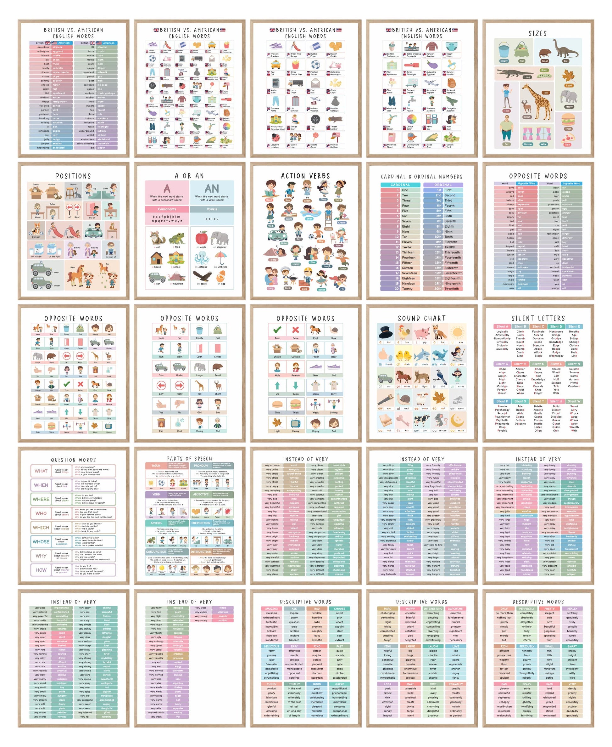 Set of 225 Educational Posters, Neutral Montessori Classroom Decor, Playroom, Homeschool Learning Prints, Homeschool Printable Toddler