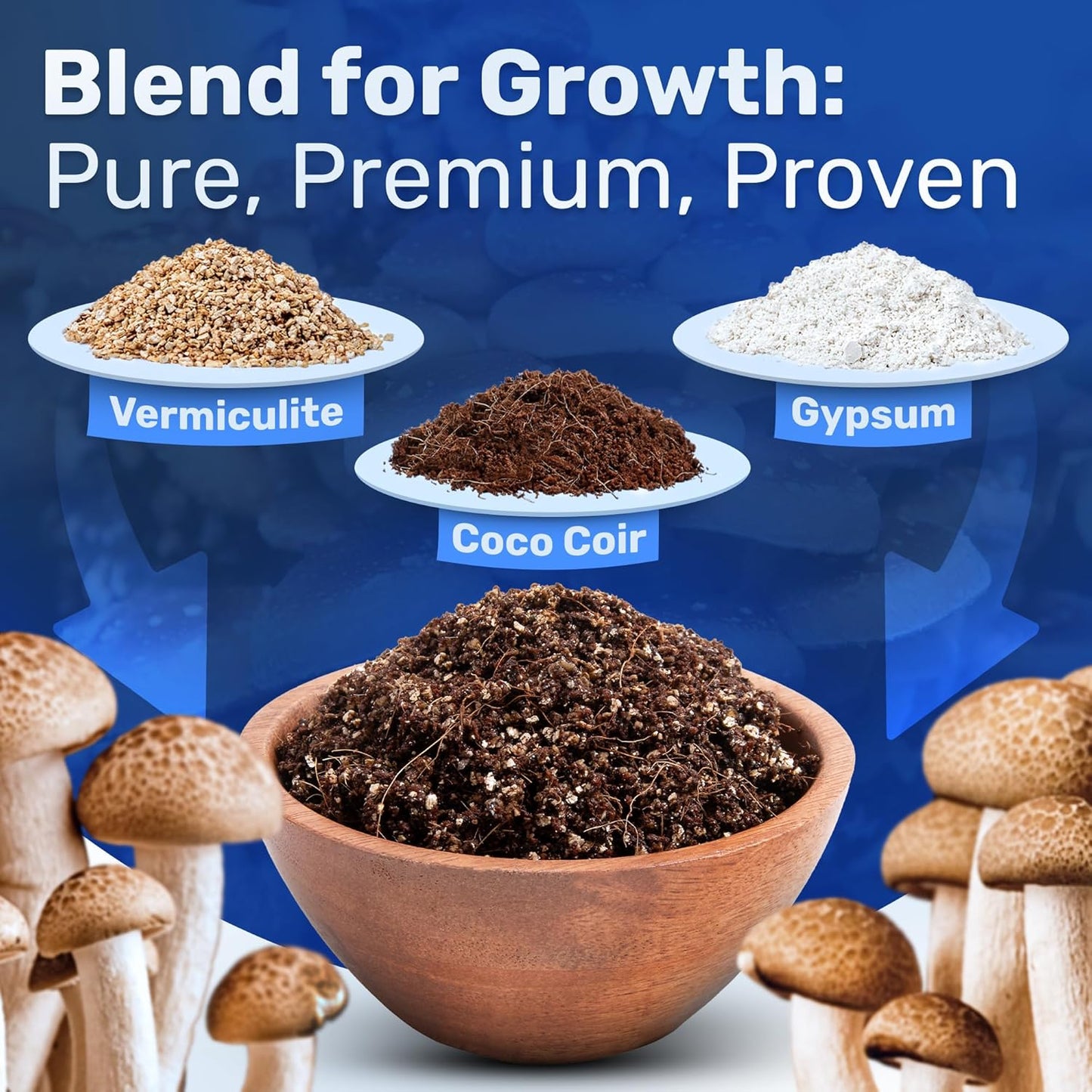 Dry Mushroom Substrate Mix | Produces 10 Pounds of Pasteurized Bulk Substrate | CVG Blend (Coco Coir, Vermiculite, Gypsum)