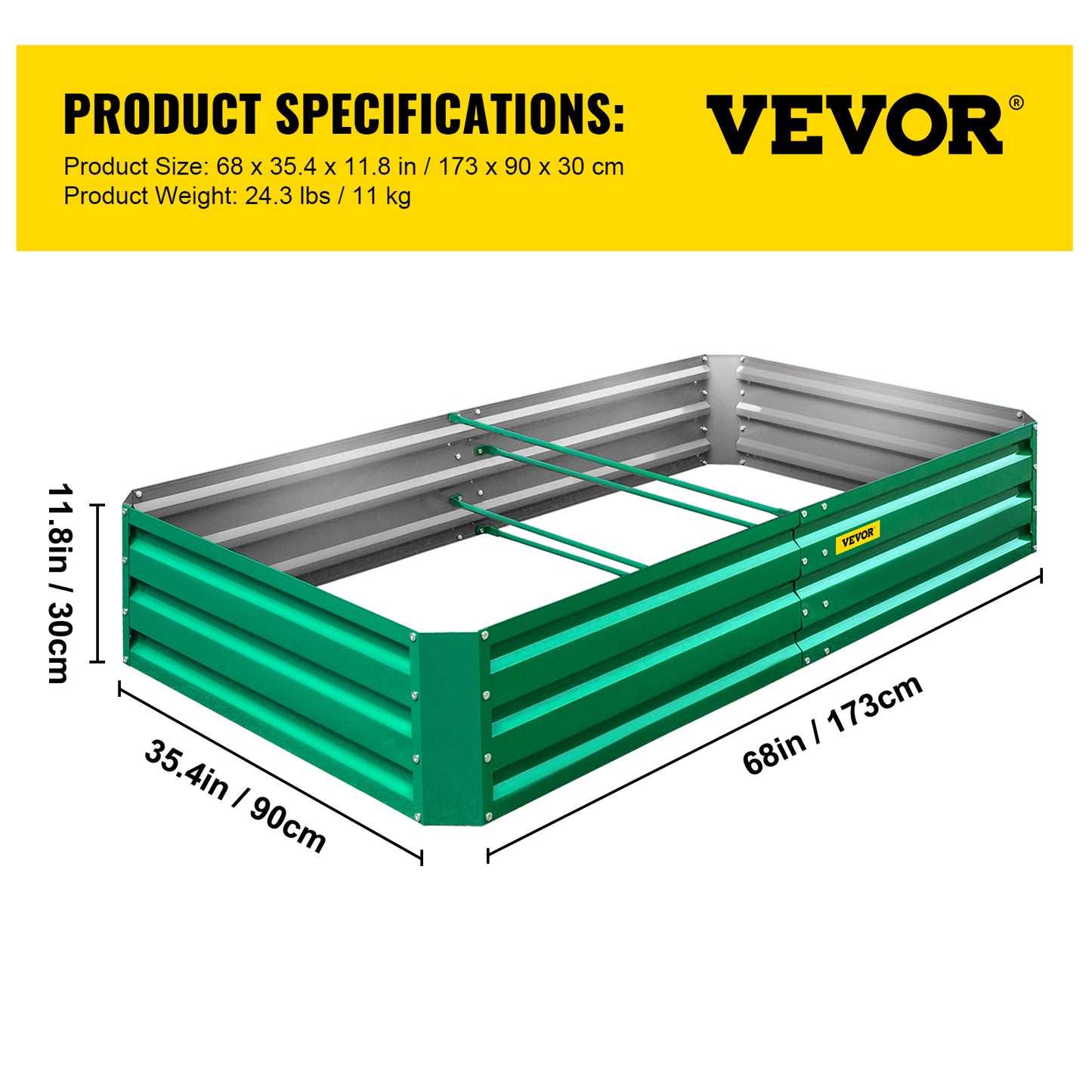 VEVOR Galvanized Raised Garden Bed Planter Box for Plant Flower Vegetable