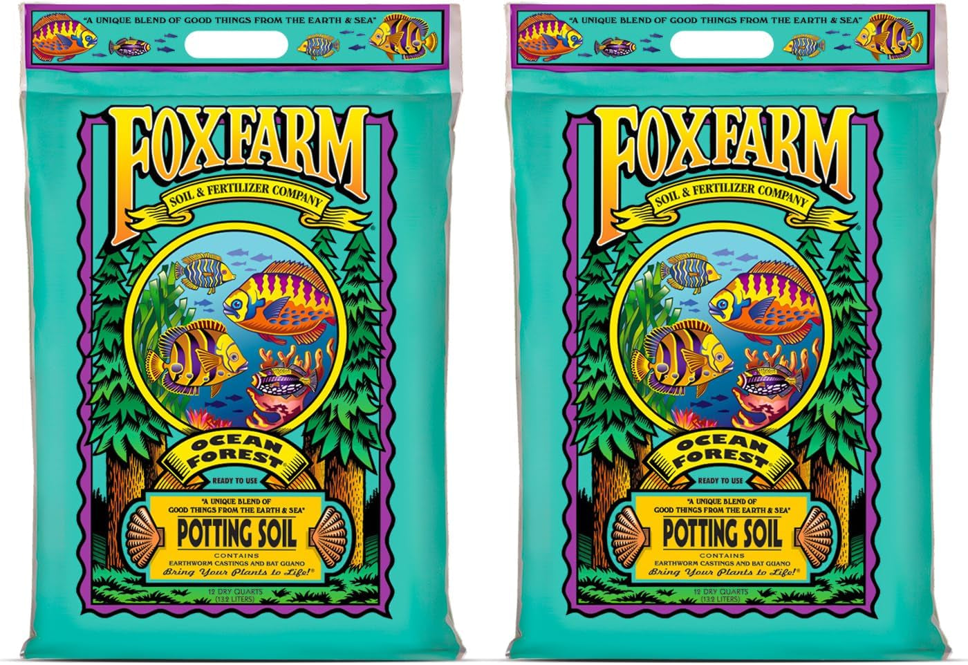 Ocean Forest Potting Soil, 12qt – Light, Aerated Texture, Designed for All Container Plants – pH Adjusted for Optimal Nutrient Uptake, Effectively Retains Moisture (12 Quart (2 Pack))