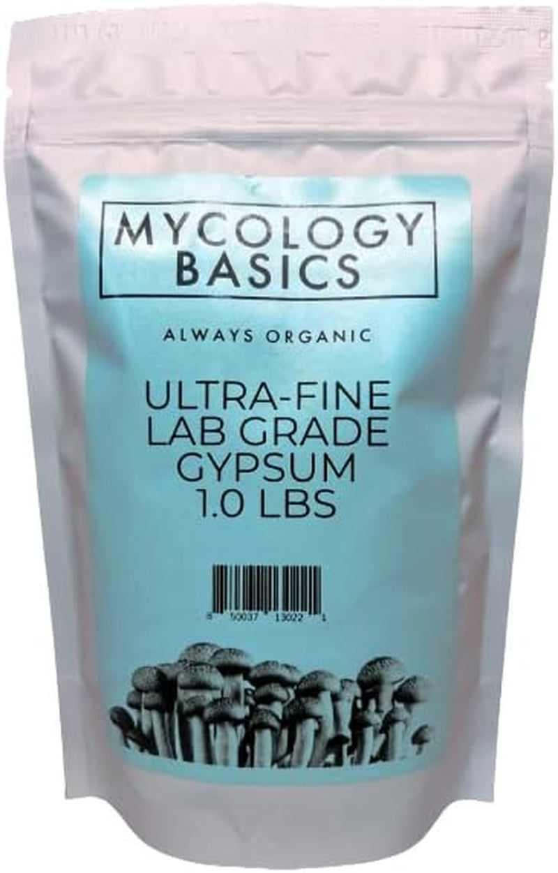 Ultra-Fine Lab Grade Gypsum for Mushroom Substrates, Brewing, Tofu - No Additives, 97% Calcium Sulfate 22.5% Calcium (Ca) 18% Sulfur (S) - Packaged in HEPA Enclosure