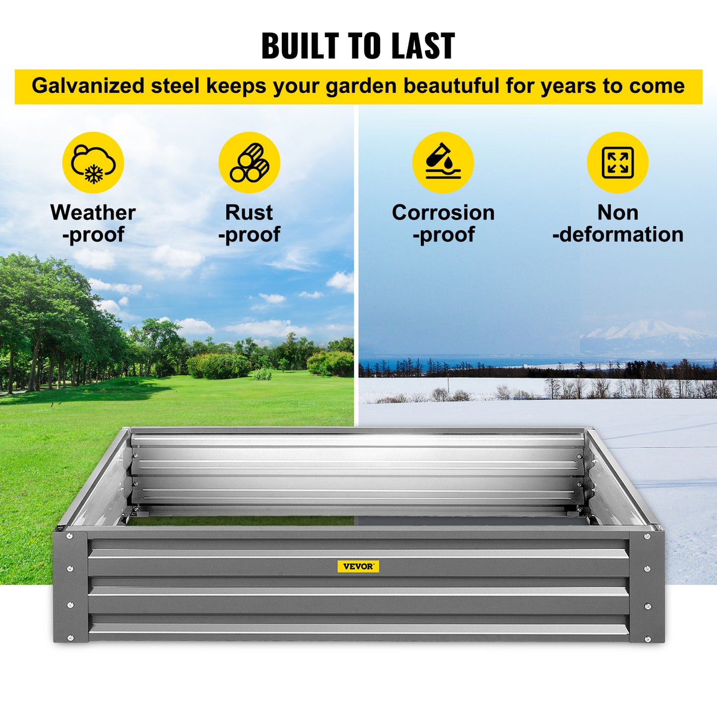 VEVOR Galvanized Raised Garden Bed Planter Box for Plant Flower Vegetable