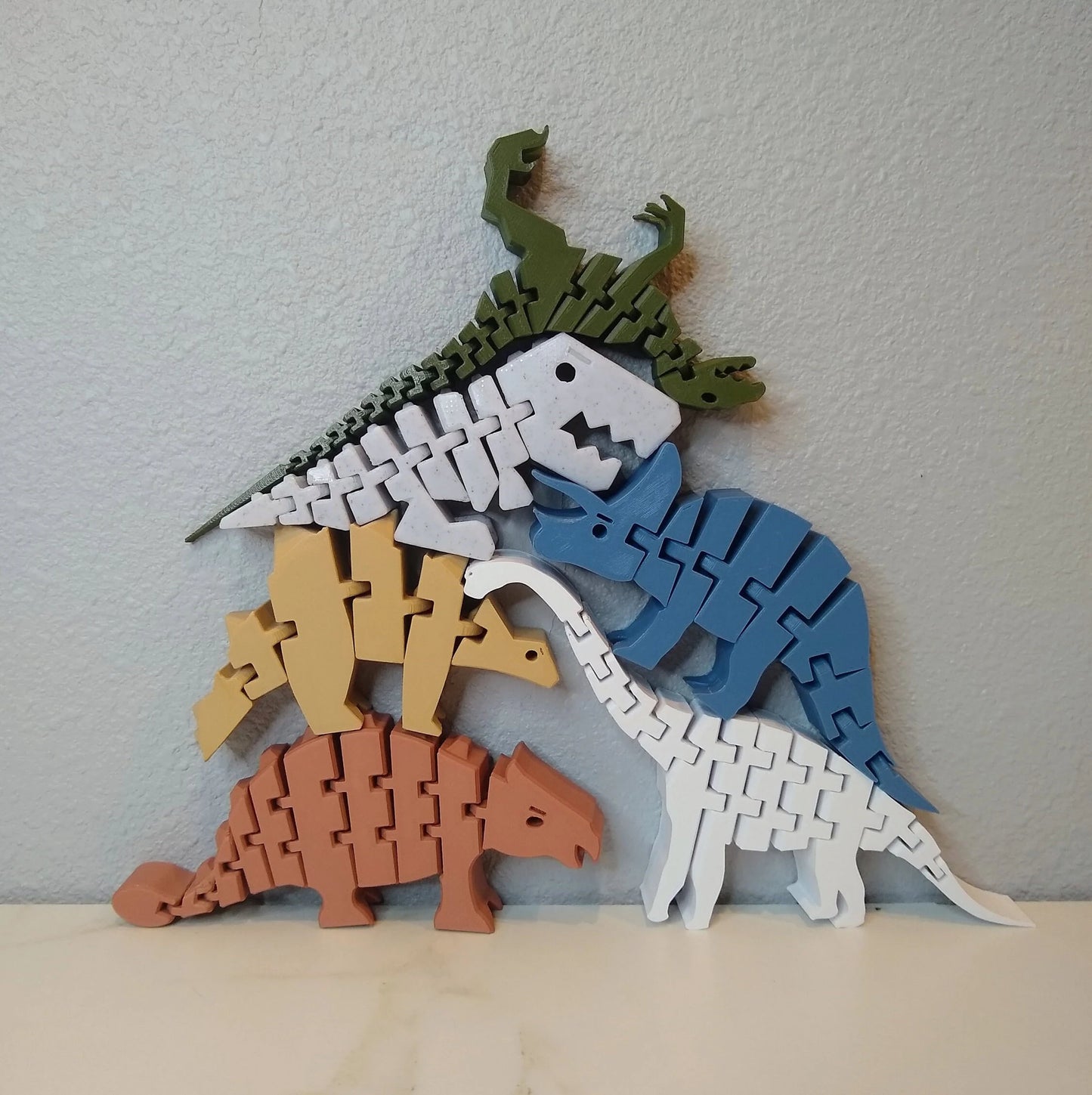 Flexible Dinosaur Toy Set: 3D Printed Montessori Sensory Toy