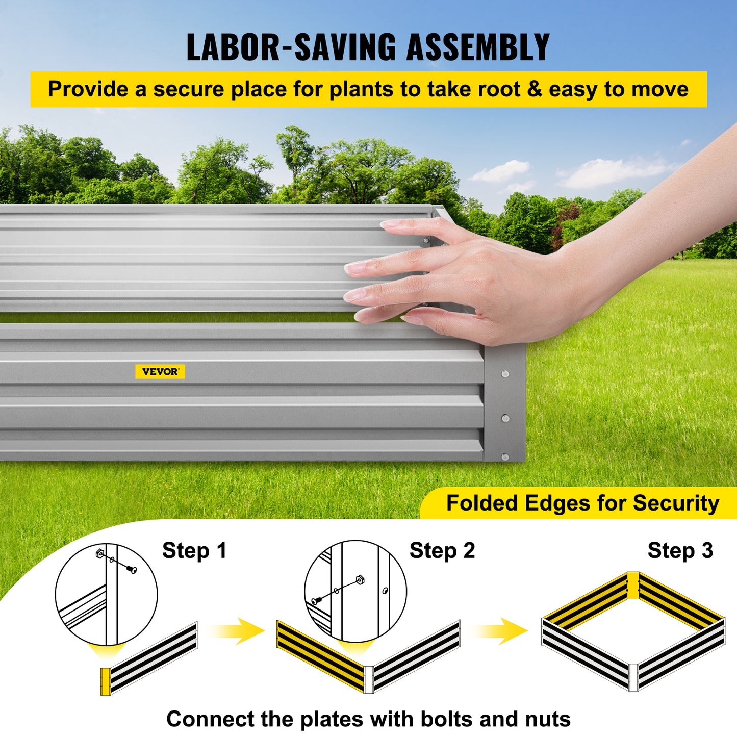 VEVOR Galvanized Raised Garden Bed Planter Box for Plant Flower Vegetable
