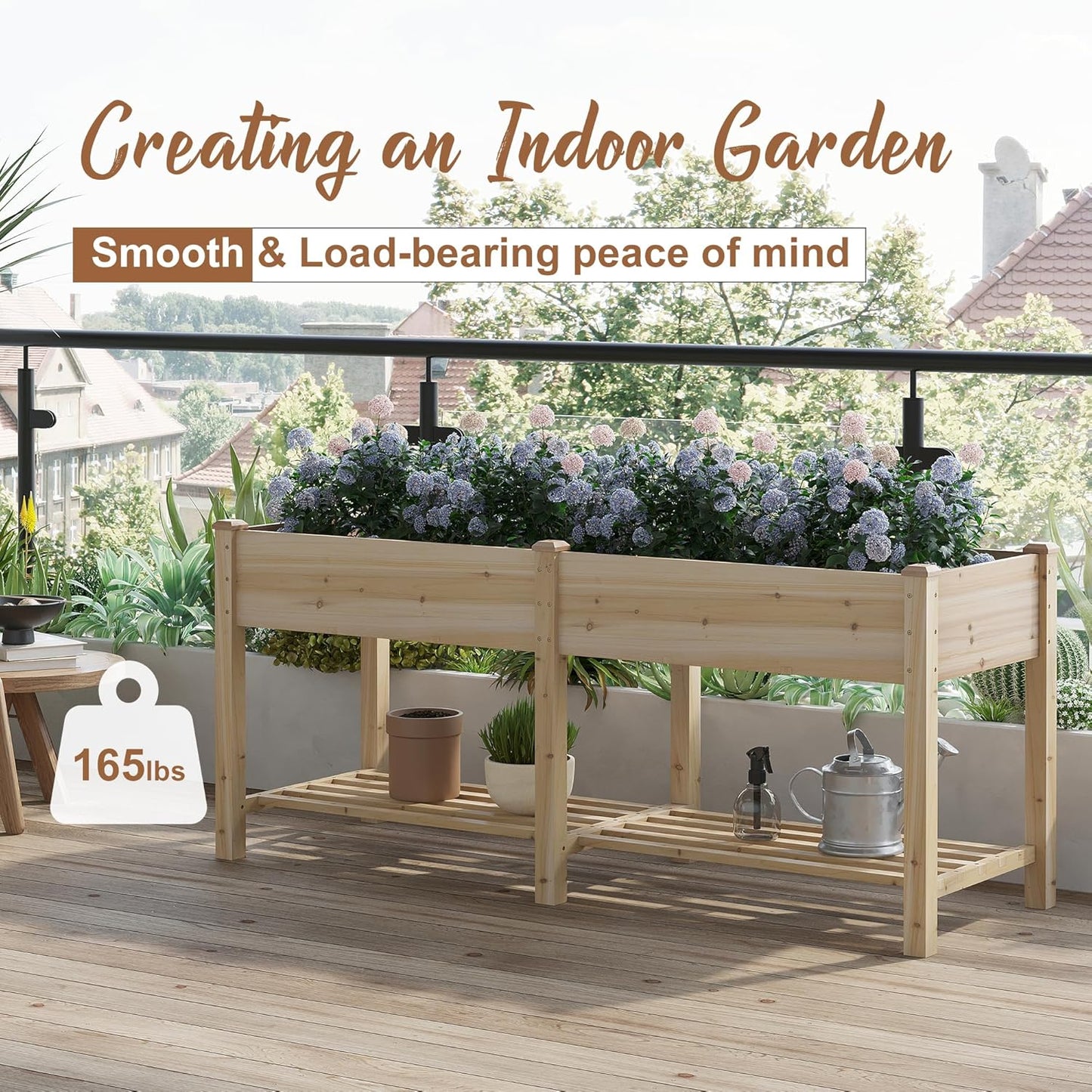 Raised Garden Bed with Legs Elevated Wooden Planter Box Stand Large Planter Stand Box for Fruits Vegetables Flowers with Divider with Bag - 72 * 24 * 30.5IN