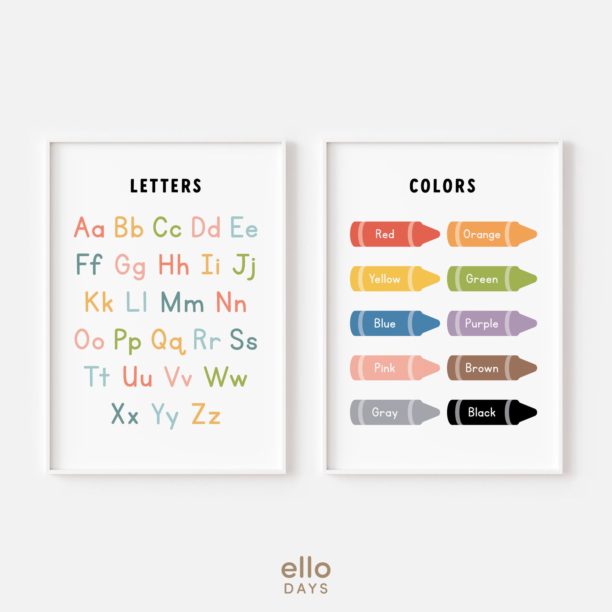 Toddler Preschool Educational Posters, Set of 6 Classroom Prints, Montessori Homeschool Wall Art, Playroom Decor