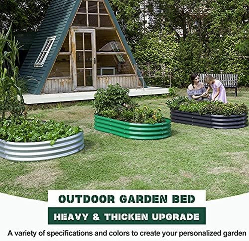 2Pcs Galvanized Raised Garden Bed Kit, Galvanized Planter Oval Large Metal Raised Garden Boxes Outdoor for Vegetables…