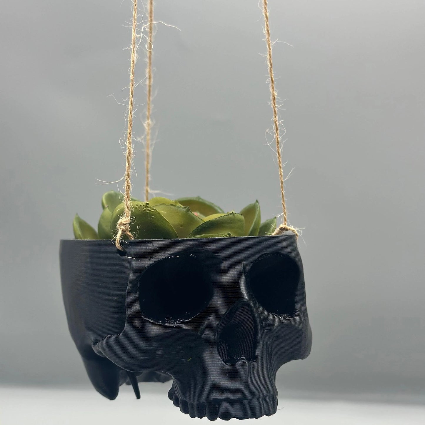 Skull Hanging Planter Pot, hanging kit included - Succulent Planter - 3D Printed - skull planter pot - halloween decor - Plant Horror Gothic
