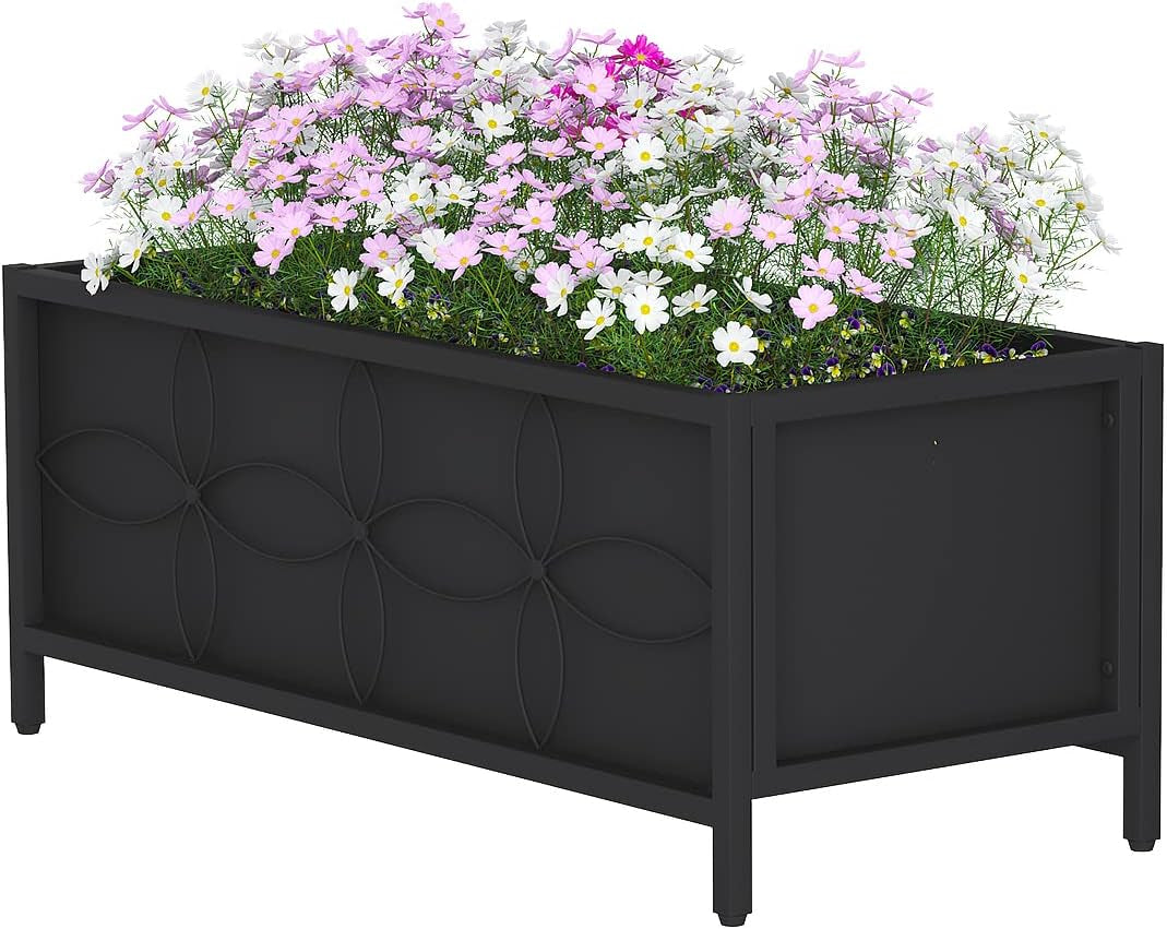 Sturdy Raised Garden Bed with Inner Fabric Liners for Vegetables Flower, Planter Box for Backyard Patio Balcony. Inner Size: 33.85x14.17x11 inch