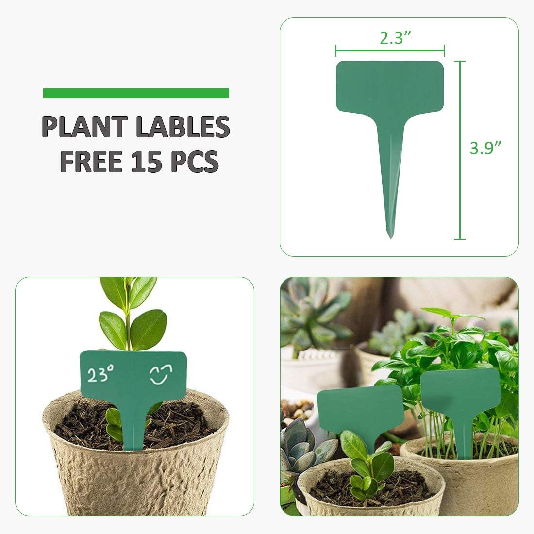 120 Packs 3 Inch Peat Pots Plant Starters for Seedling with 15 Pcs Plant Labels, Biodegradable Herb Seed Starter Pots Kits, Garden Germination Nursery Pot