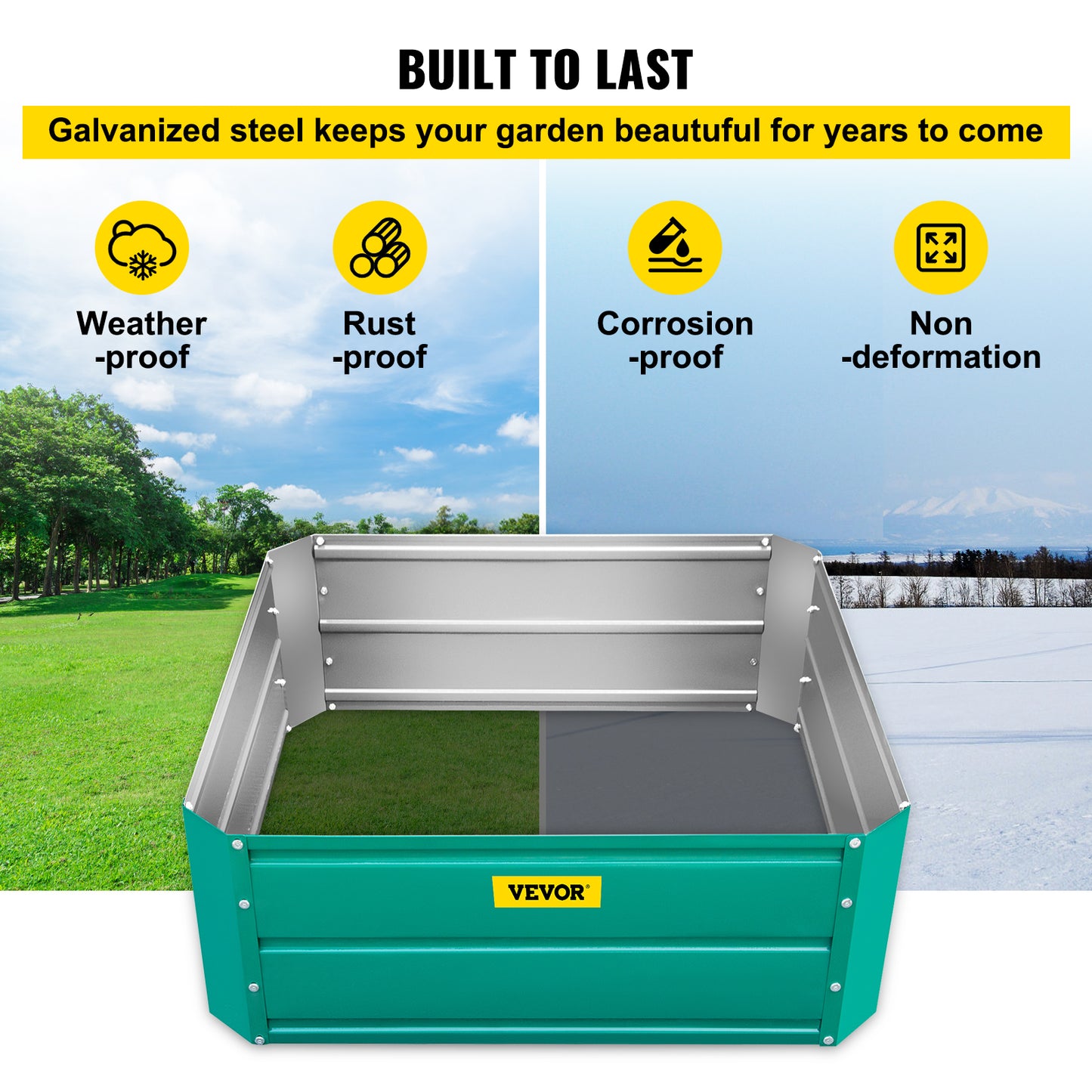 VEVOR Galvanized Raised Garden Bed Planter Box for Plant Flower Vegetable