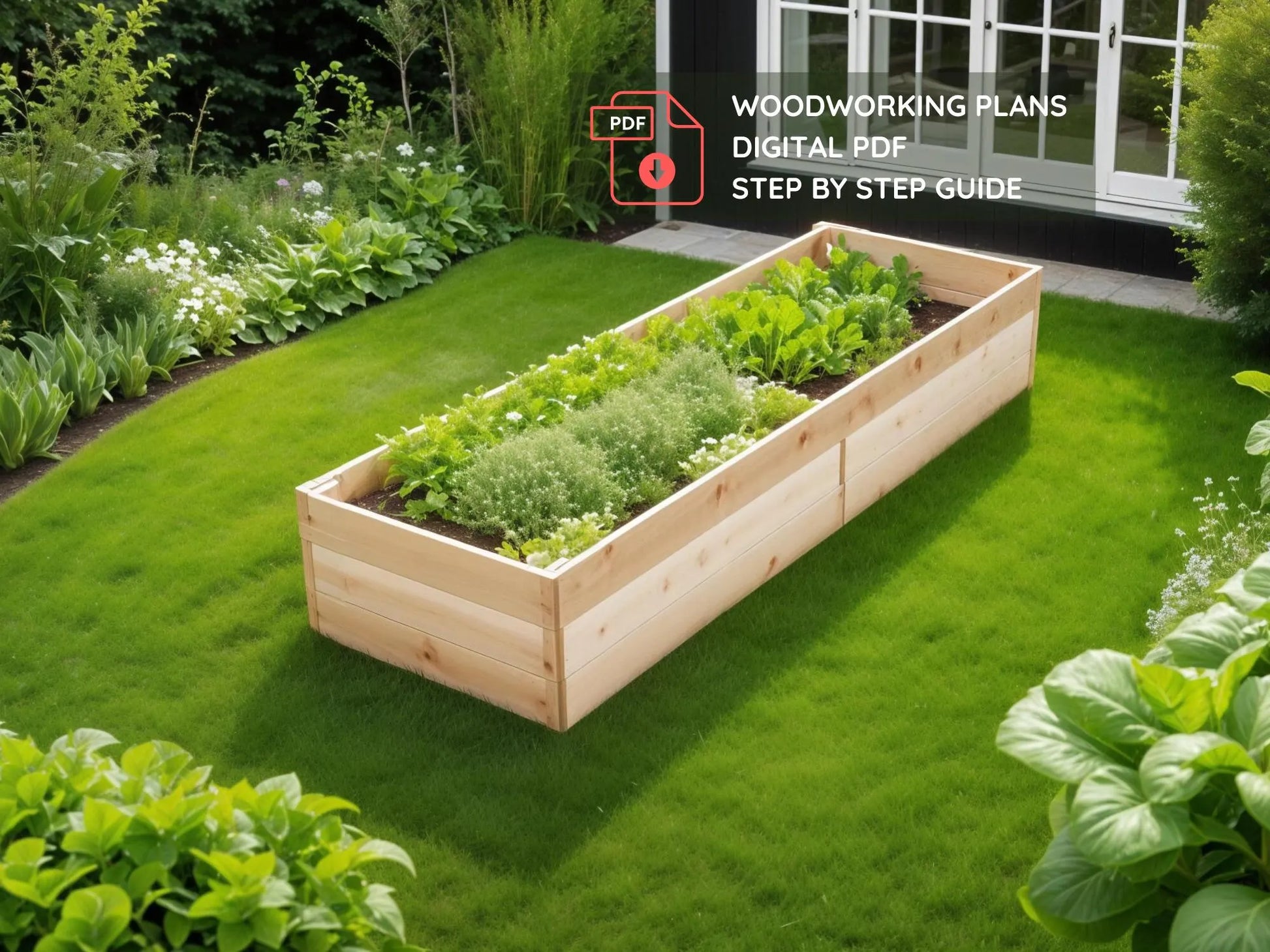 Raised Garden Bed DIY Plan β 96x32" Outdoor Planter Woodworking PDF