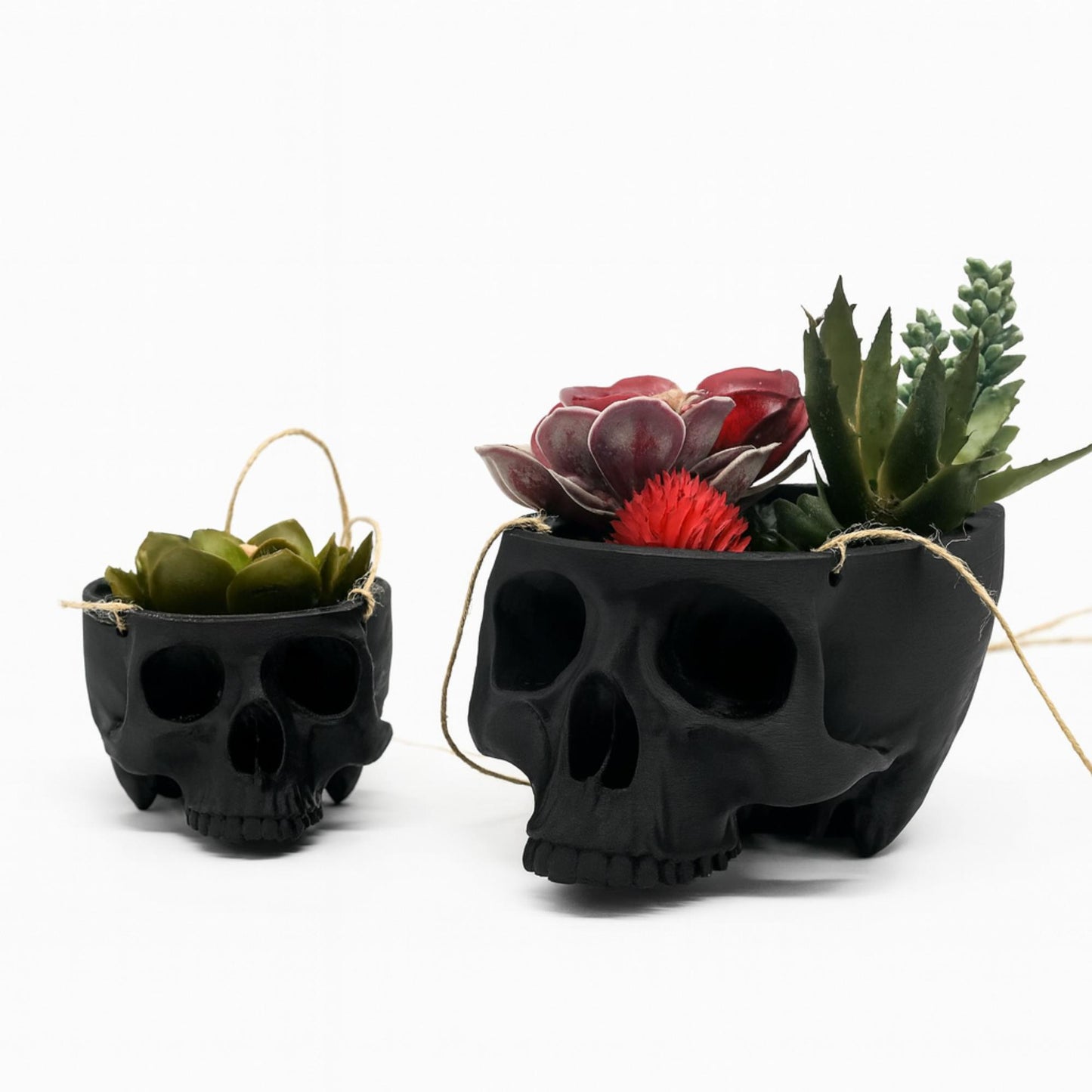 Skull Hanging Planter Pot, hanging kit included - Succulent Planter - 3D Printed - skull planter pot - halloween decor - Plant Horror Gothic