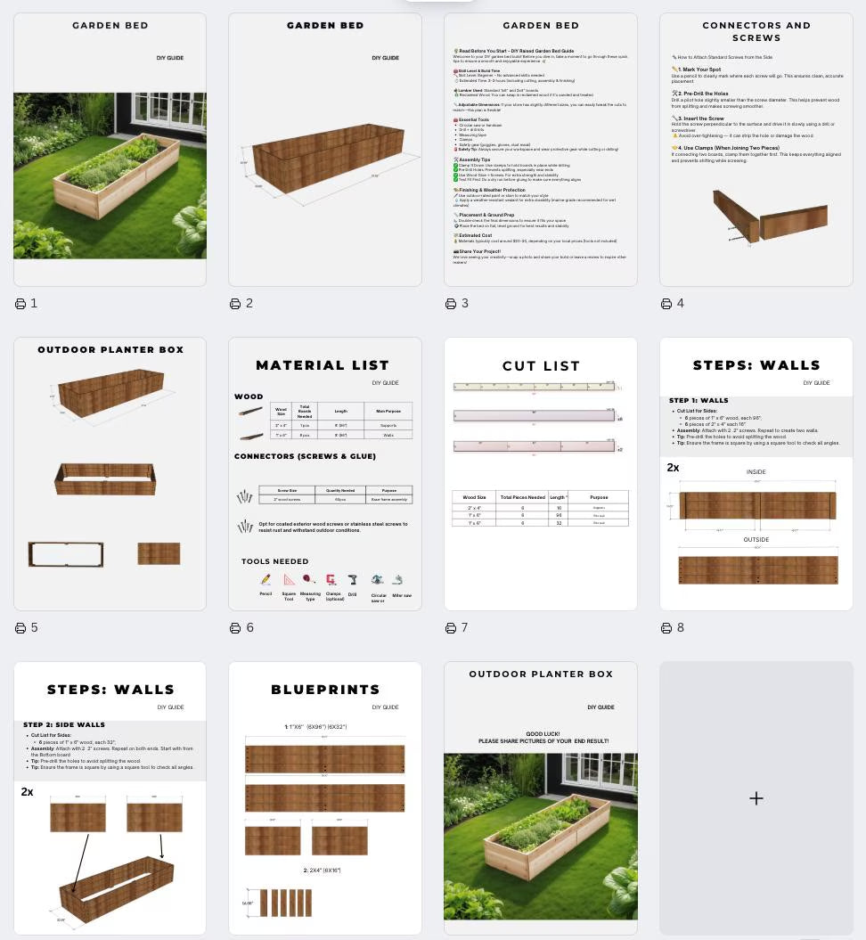 Raised Garden Bed DIY Plan β 96x32" Outdoor Planter Woodworking PDF