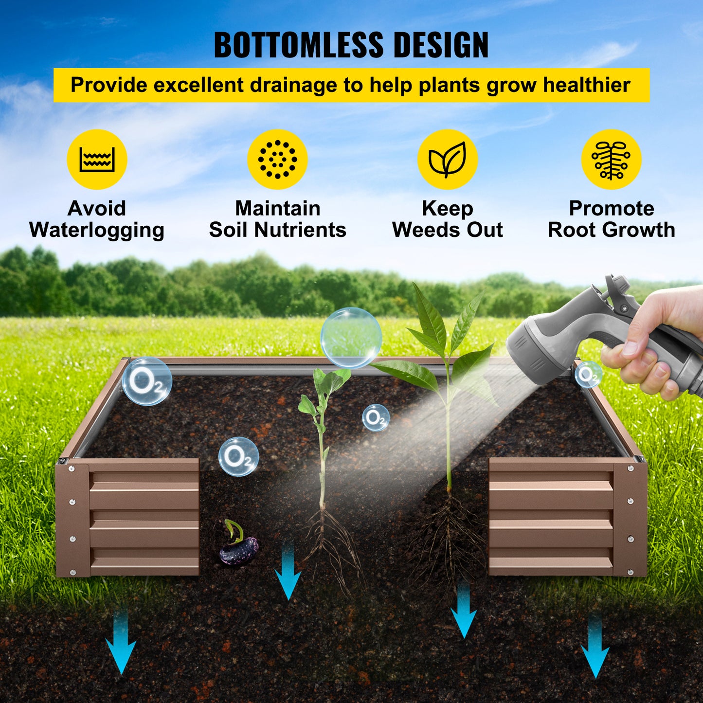 VEVOR Galvanized Raised Garden Bed Planter Box for Plant Flower Vegetable