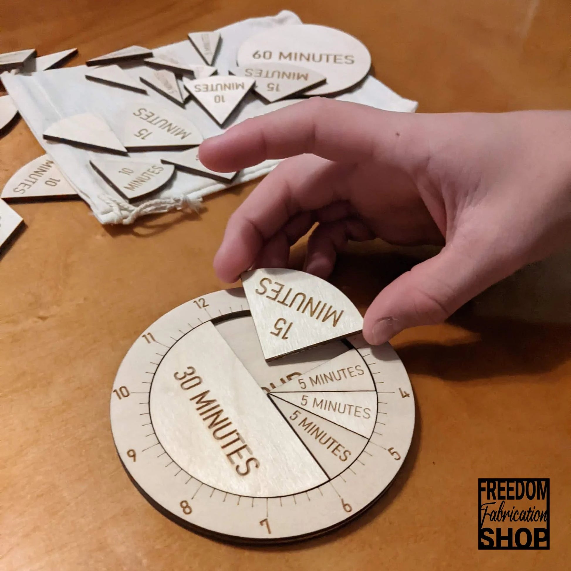 Time Fraction Learning Circles | Learn to tell time | STEM Montessori Wood Math Manipulatives