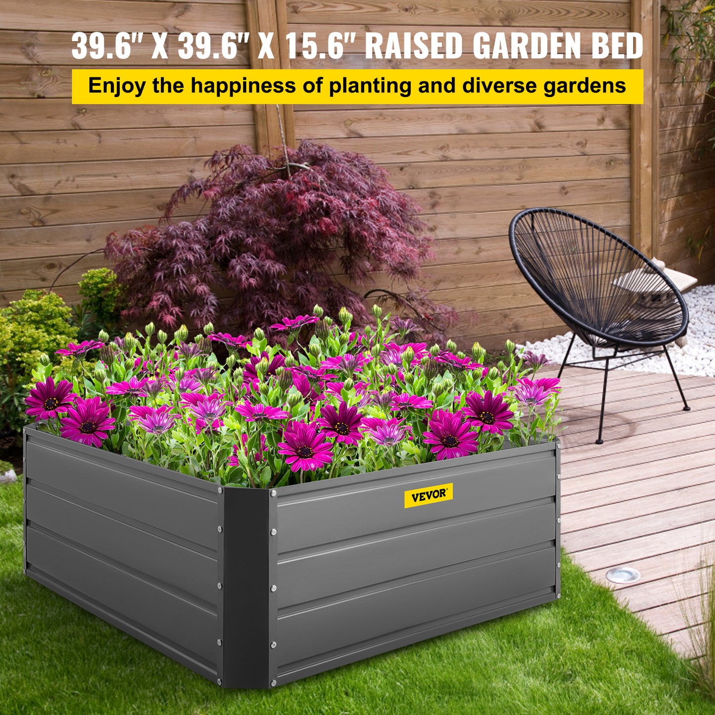 VEVOR Galvanized Raised Garden Bed Planter Box for Plant Flower Vegetable