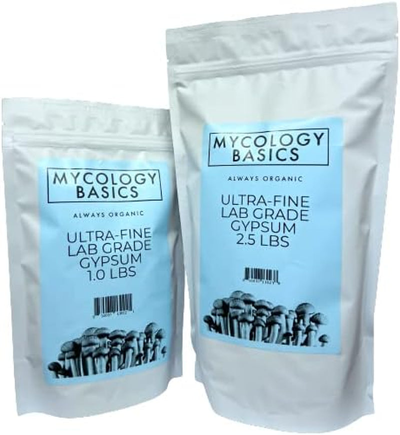 Ultra-Fine Lab Grade Gypsum for Mushroom Substrates, Brewing, Tofu - No Additives, 97% Calcium Sulfate 22.5% Calcium (Ca) 18% Sulfur (S) - Packaged in HEPA Enclosure