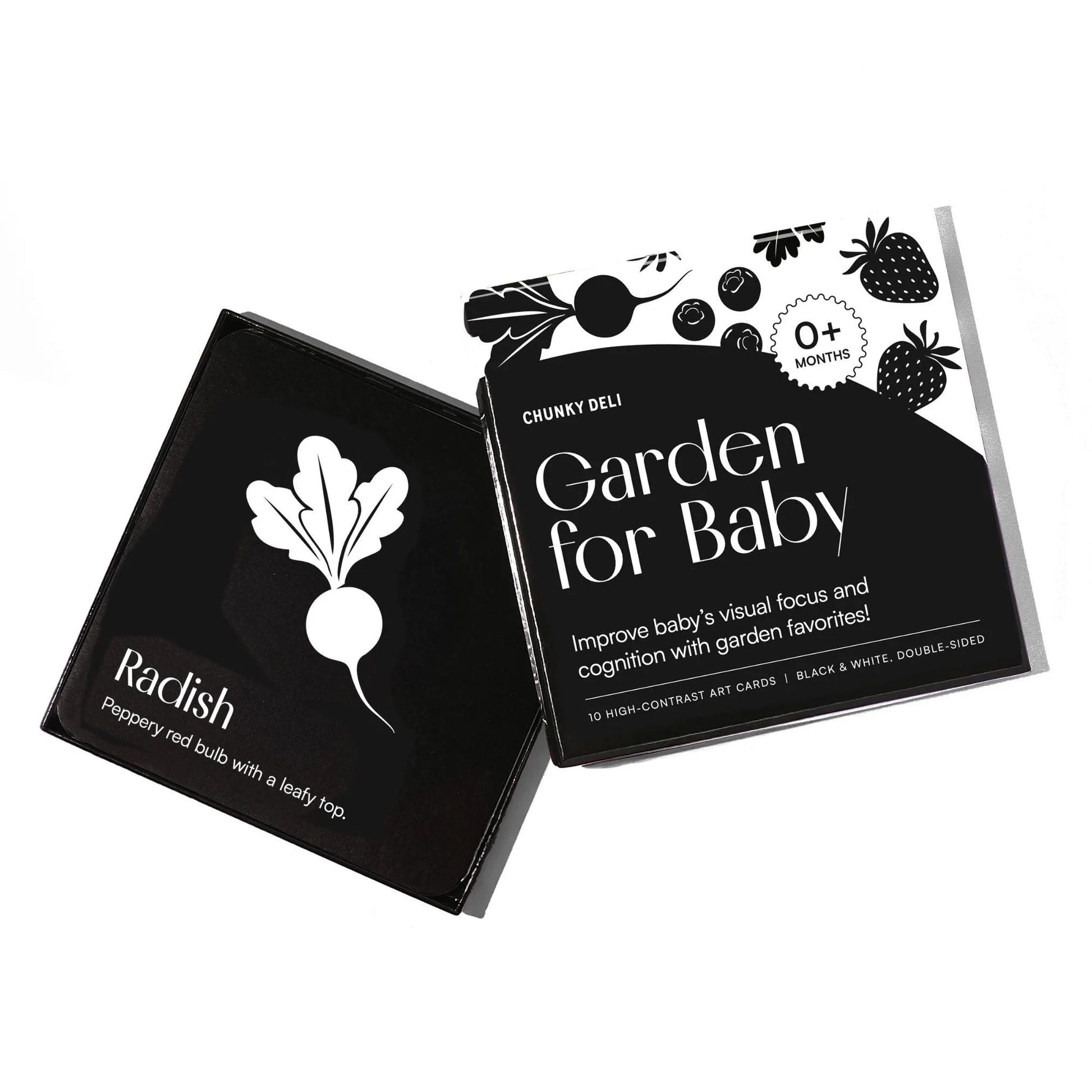 Garden for Baby Art Cards High Contrast Baby Flash Cards, Black and White Newborn Toy, Montessori Tummy Time, Foodie Baby Shower Gift