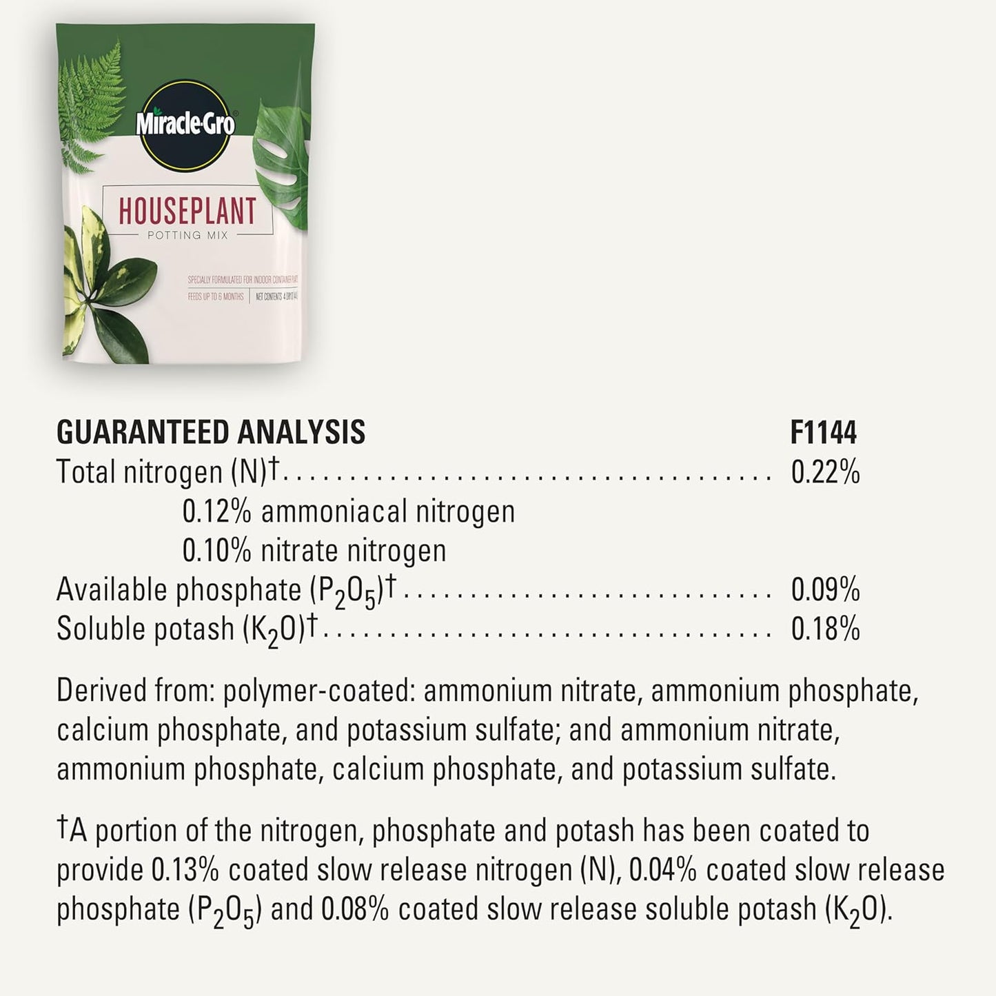 Houseplant Potting Mix: Fertilized, Perlite Soil for Indoor Gardening, Designed to Be Less Prone to Gnats, 4 qt.