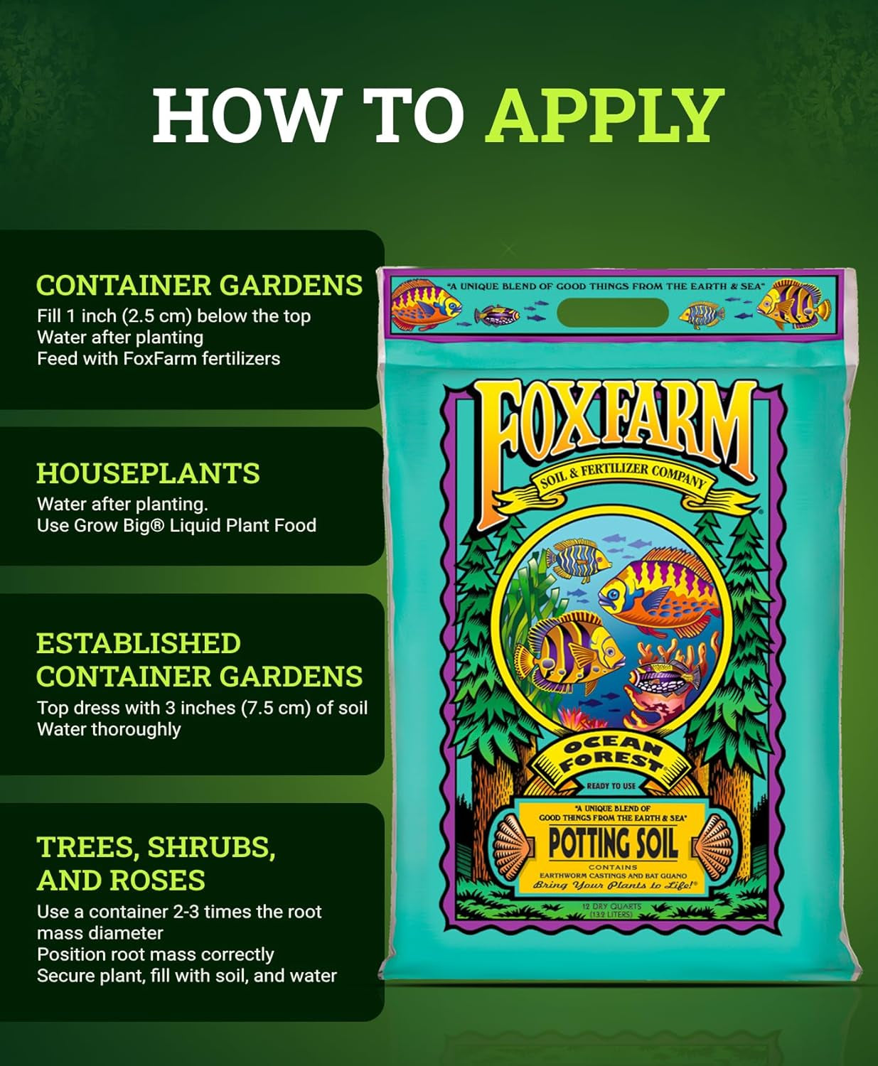 Ocean Forest Potting Soil, 12qt – Light, Aerated Texture, Designed for All Container Plants – pH Adjusted for Optimal Nutrient Uptake, Effectively Retains Moisture (12 Quart (1 Pack))