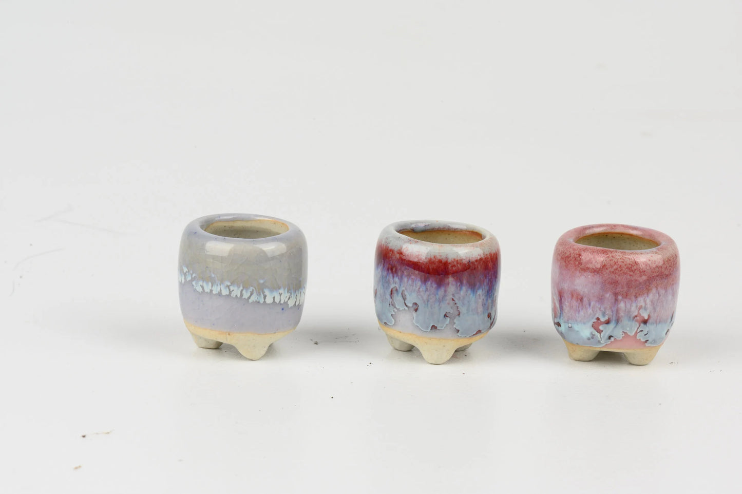 Super mini thumb size ceramic planter set, baby lithops pot, cactus pot, succulent pot, minimalist pot, thick pot, indoor planting pot