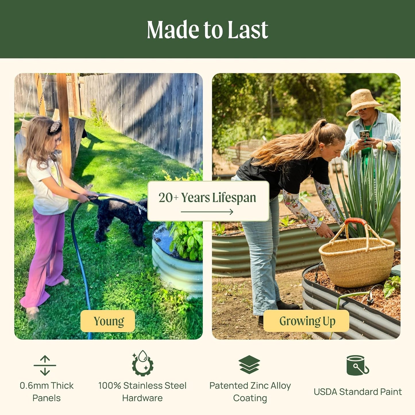 Raised Garden Bed Kits, 17" Tall 9 in 1 8ft X 2ft Metal Raised Planter Bed for Vegetables Flowers Ground Planter Box-British Green