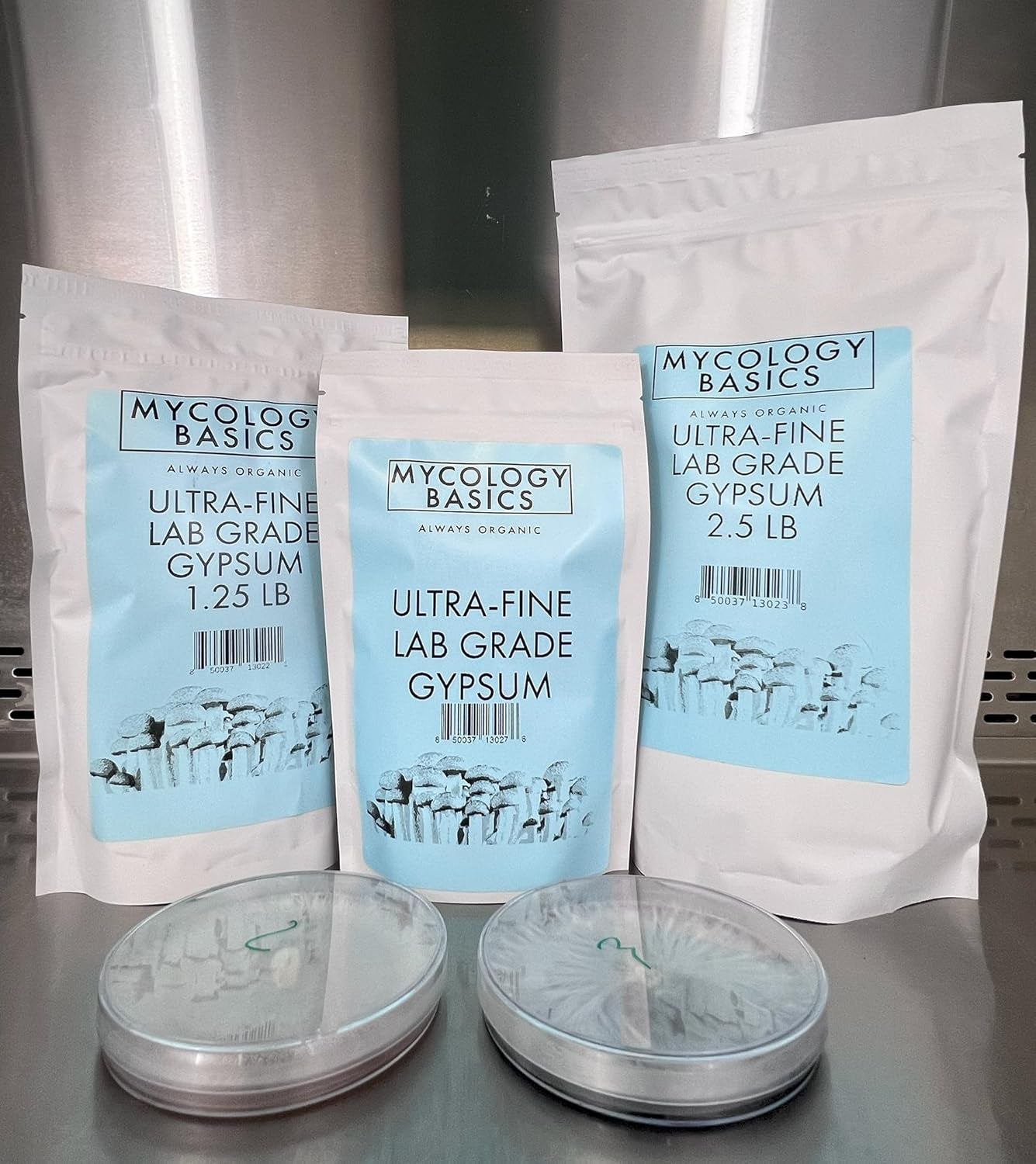 Ultra-Fine Lab Grade Gypsum for Mushroom Substrates, Brewing, Tofu - No Additives, 97% Calcium Sulfate 22.5% Calcium (Ca) 18% Sulfur (S) - Packaged in HEPA Enclosure