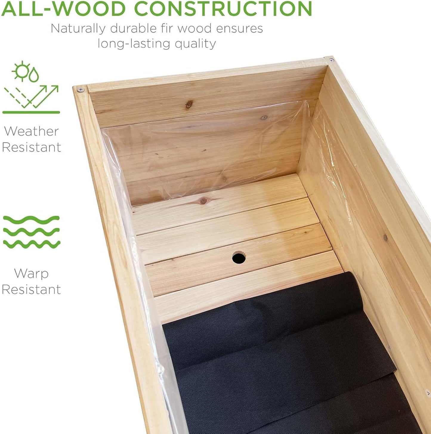 Wood Raised Garden Bed, Rectangular Planter Box Outdoor Large Tall Trough 39"x28"x15" Flower Planters Boxes with Bottom for Plants Herb Patio Porch Balcony Privacy Screen