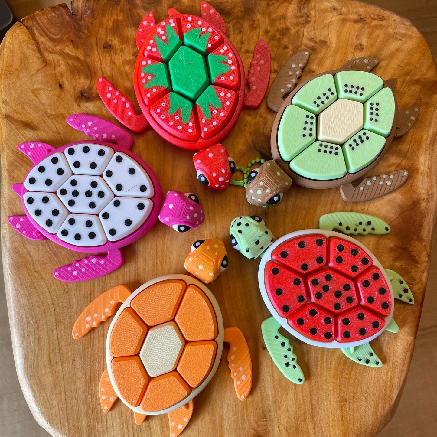 3D Printed Fruit Turtle Multi-Key Sensory Clicker Fidget Toy - Satisfying Tactile Fun!