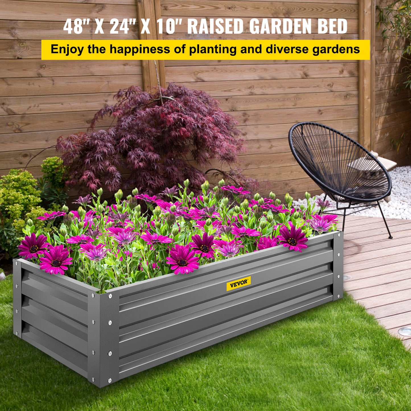 VEVOR Galvanized Raised Garden Bed Planter Box for Plant Flower Vegetable