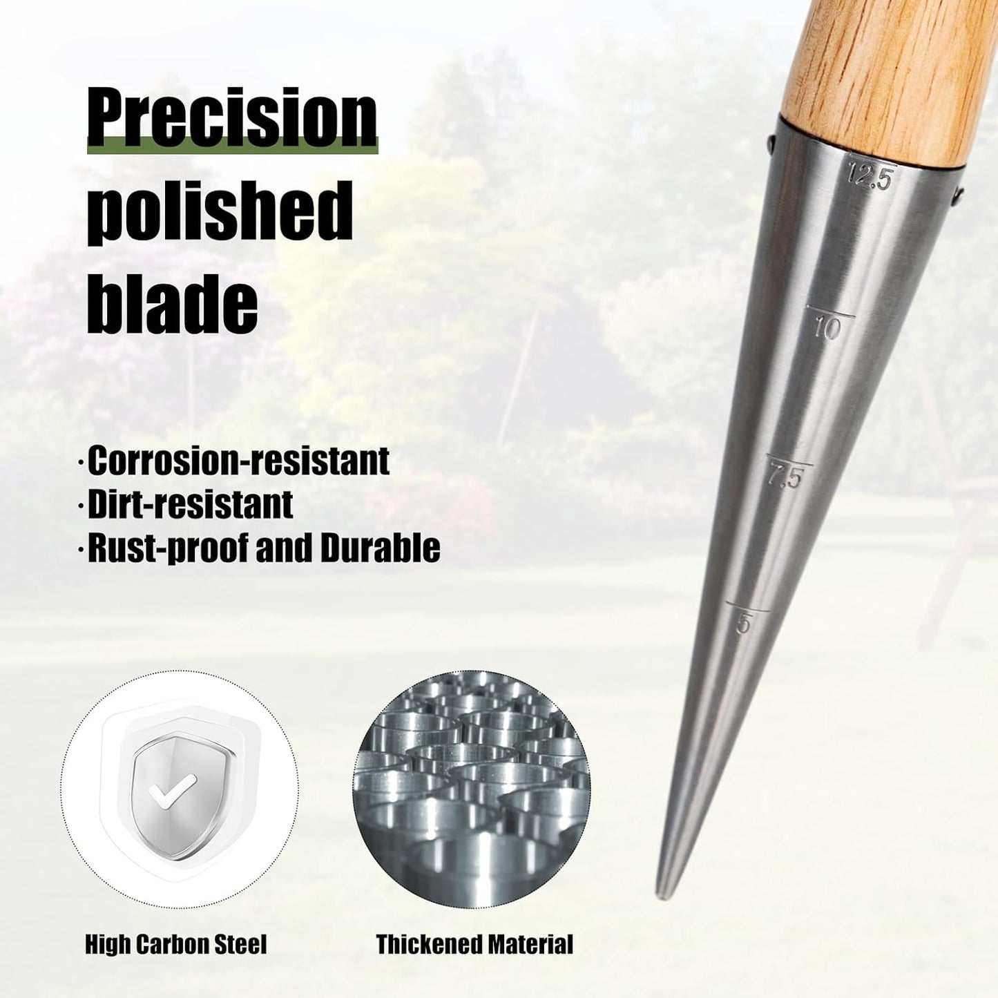 Hand Dibber Garden Tool, Seed Planter Tool with Wood Handle for Sowing Seed - 5" Seed Dispenser for Planting Steel Garden Dibber, Transplanting Plants,Planting Bulb,Digging