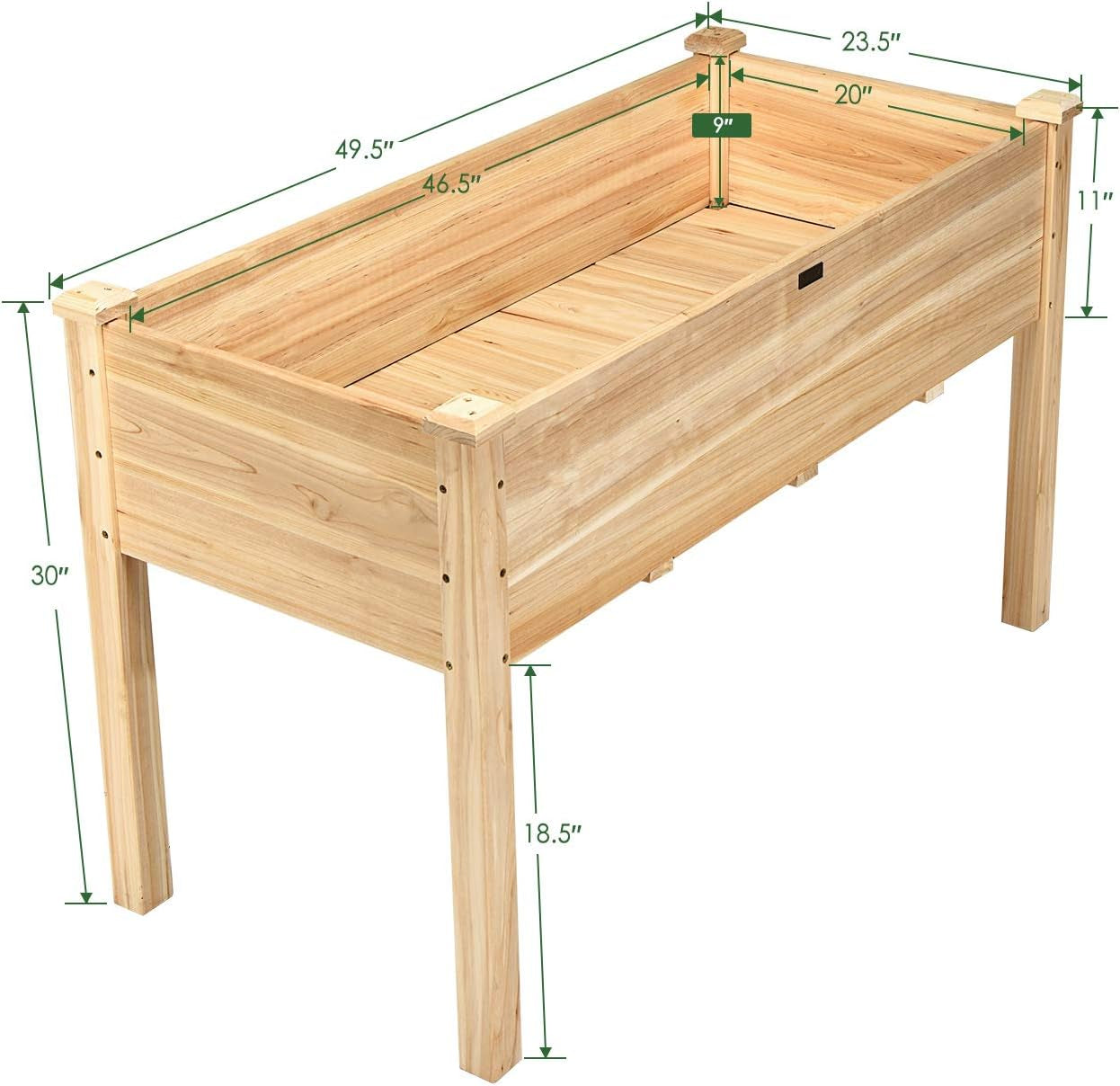 Raised Garden Bed Kit Elevated Planter Box for Vegetables Fruits Herb Grow, Heavy Duty Natural Cedar Wood Frame Gardening Planting Bed for Deck Patio Yard, 49.5"X23.5"X30.0"