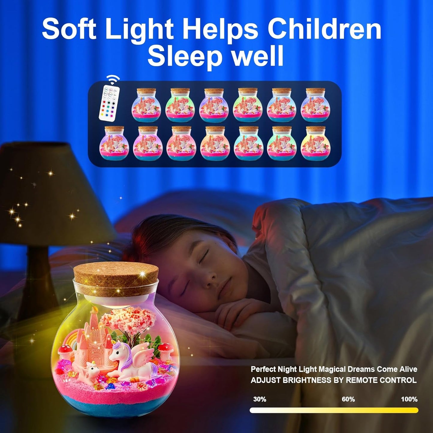 Light-Up Unicorn Terrarium Kit for Kids: Birthday Gifts for Girl Ages 4 5 6 7 8-12 Year Old Girl Gift Unicorn Toys for Girls Age 4-6 Easter Gifts for Kids - Arts and Crafts for Kids (Unicorn)