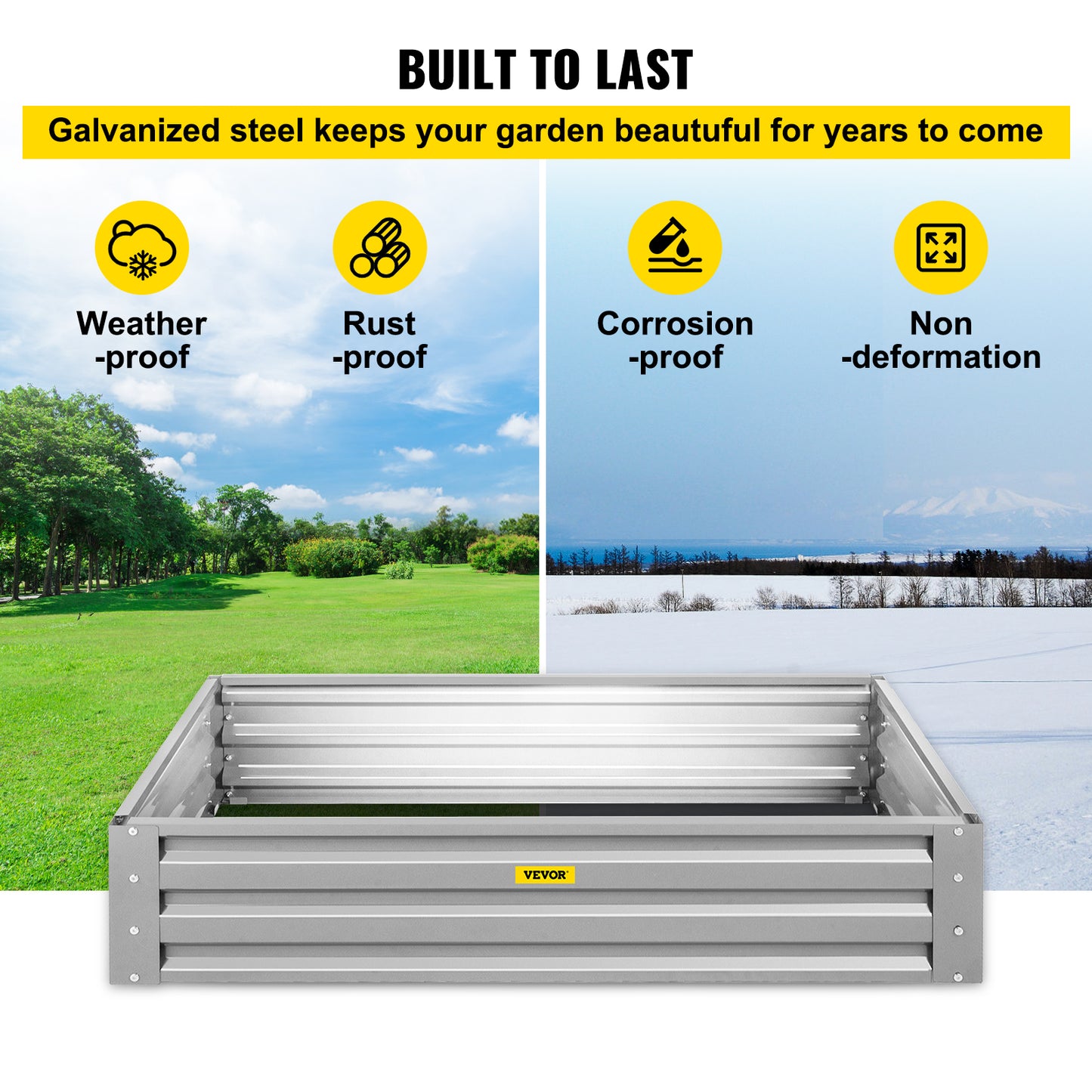 VEVOR Galvanized Raised Garden Bed Planter Box for Plant Flower Vegetable