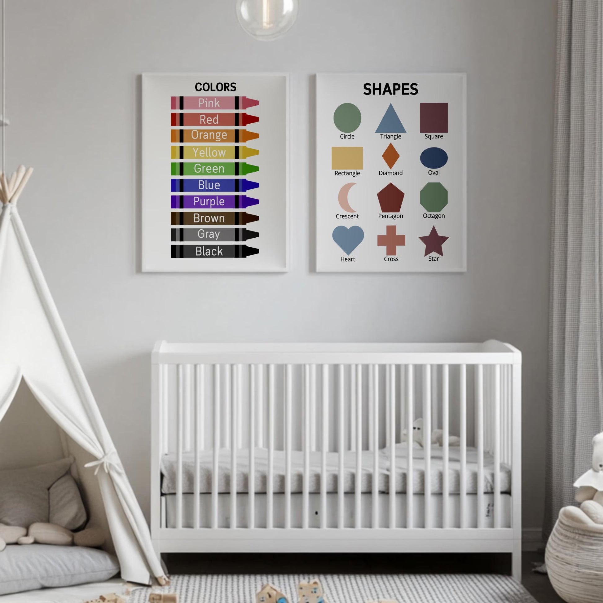12 Montessori-Inspired Educational Posters | Preschool & Homeschool Learning Charts | Alphabet, Numbers, Shapes and More Printables