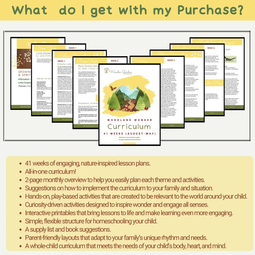 Nature-based Preschool Homeschool Curriculum: Secular, Whole-child focus, Hands-on