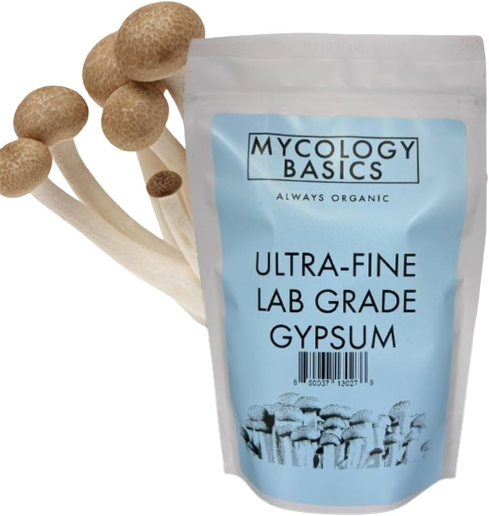 Ultra-Fine Lab Grade Gypsum for Mushroom Substrates, Brewing, Tofu - No Additives, 97% Calcium Sulfate 22.5% Calcium (Ca) 18% Sulfur (S) - Packaged in HEPA Enclosure